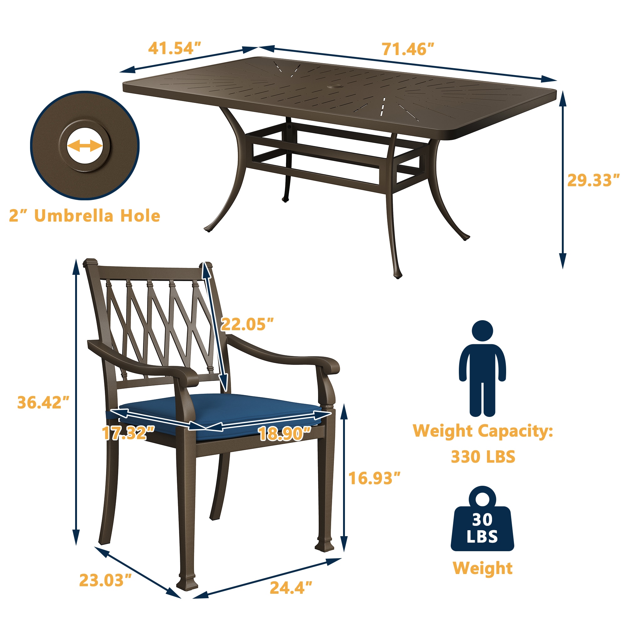 Clihome CL-LD72CT9PS-BU Patio-Dining-Sets - View #4