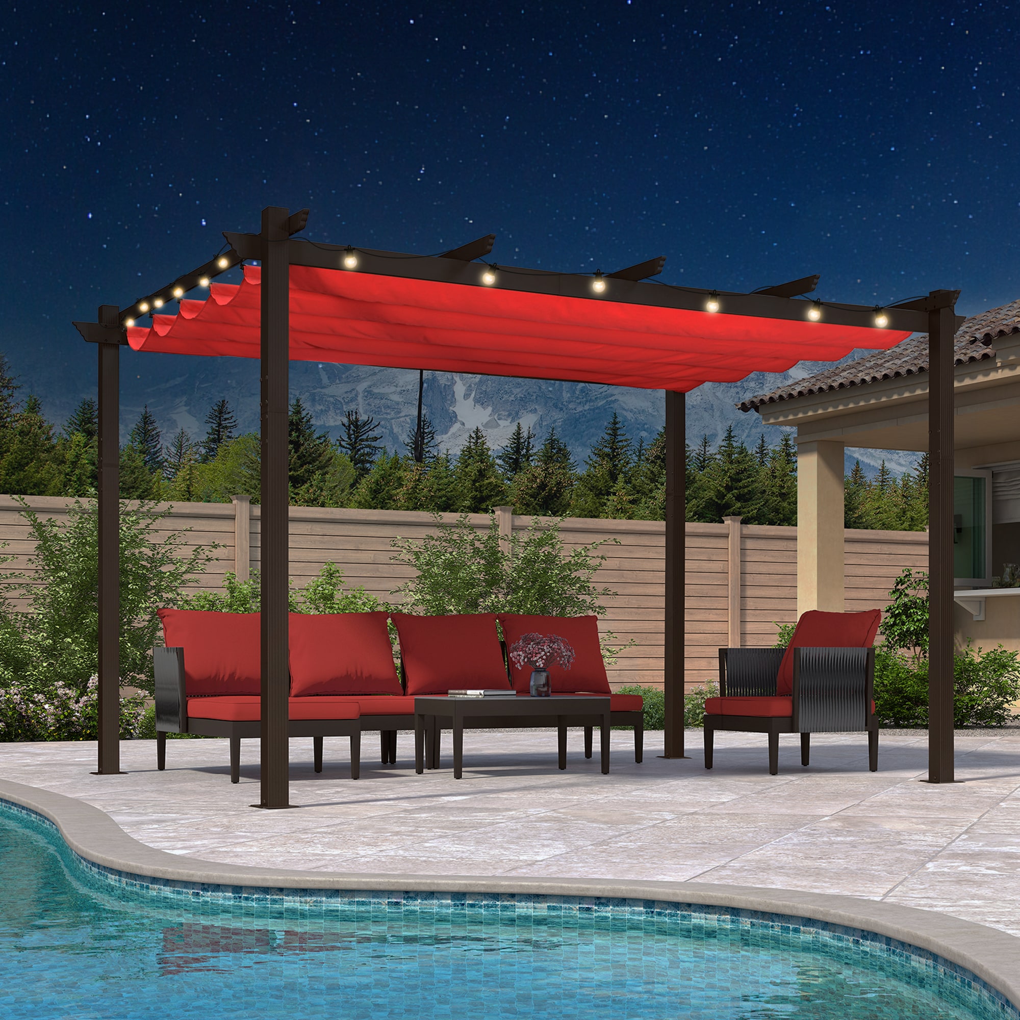 PURPLE LEAF LSDTA2-GTP-1012-TR 10-ft W x 12-ft L x 8-ft H Terra Metal Freestanding Pergola with Canopy