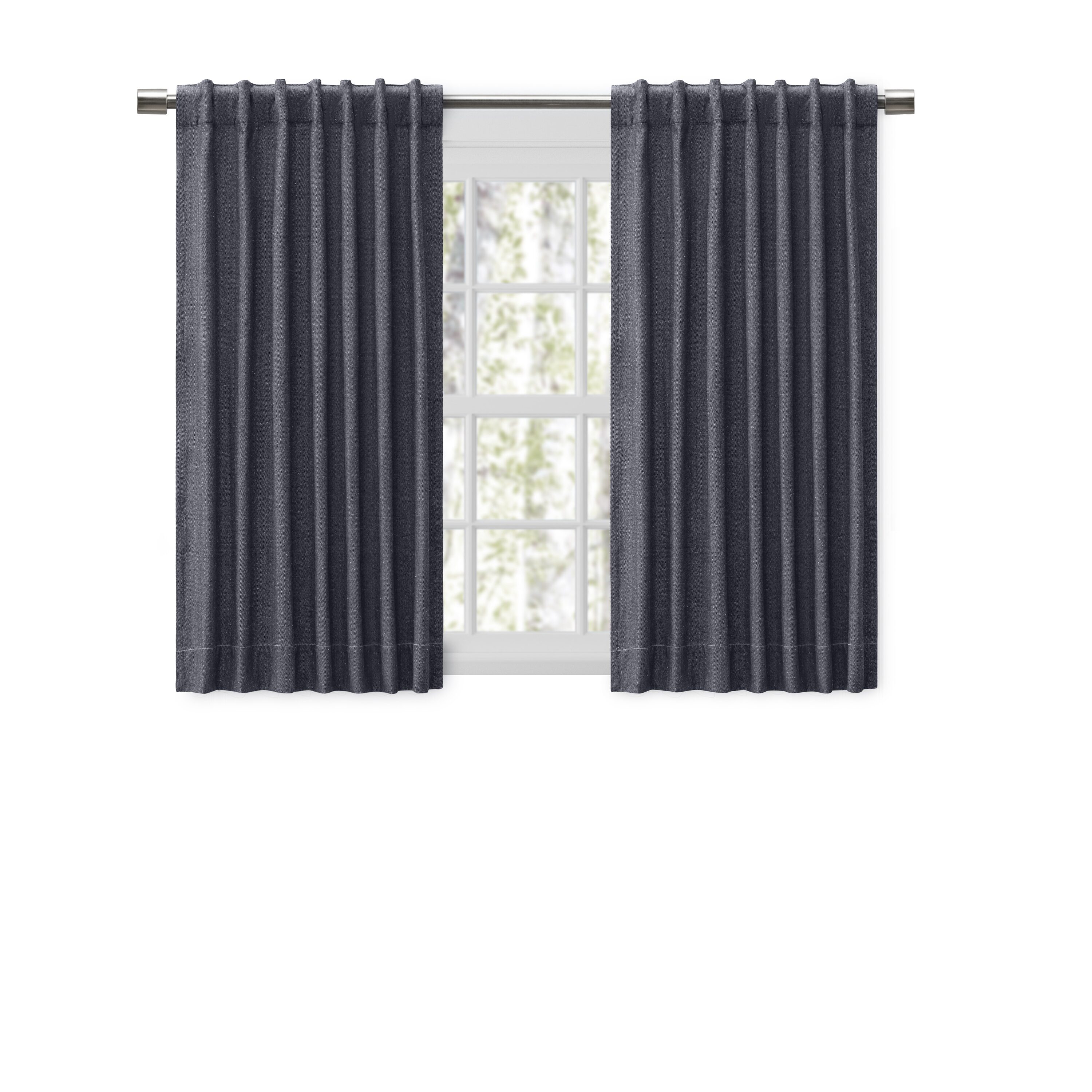 Ricardo Trading 04365-70-054-35 54-Inches Navy Chevron Room darkening Standard lined Back tab/Pinch pleat/Rod pocket Single curtain panel