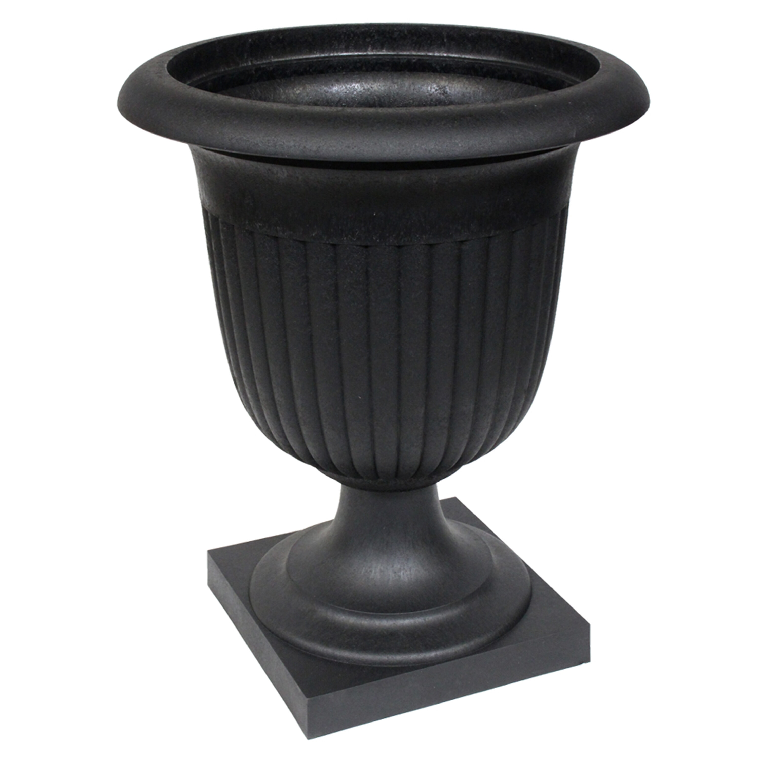 allen + roth Urn 18.75-in W Large Black Rubber Indoor/Outdoor Planter ...