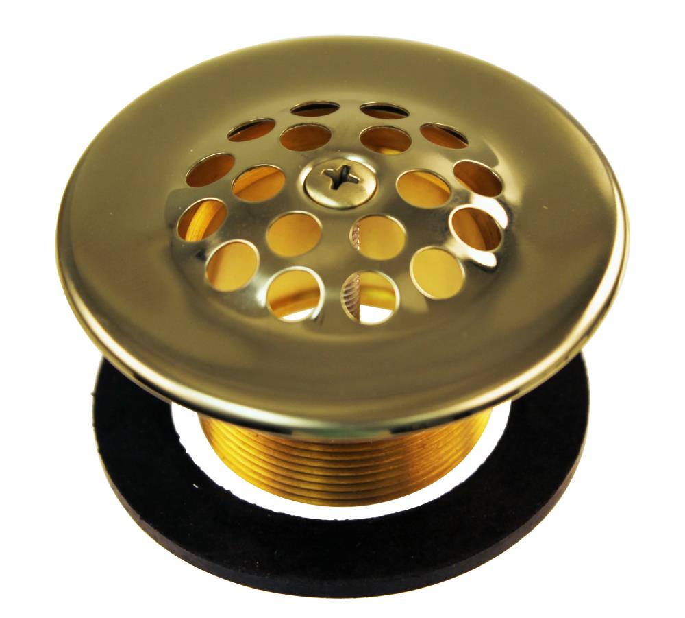 WESTBRASS D3311-F-03 1-3/8 In. Bath Drain with Grid and Screw In Polished Brass
