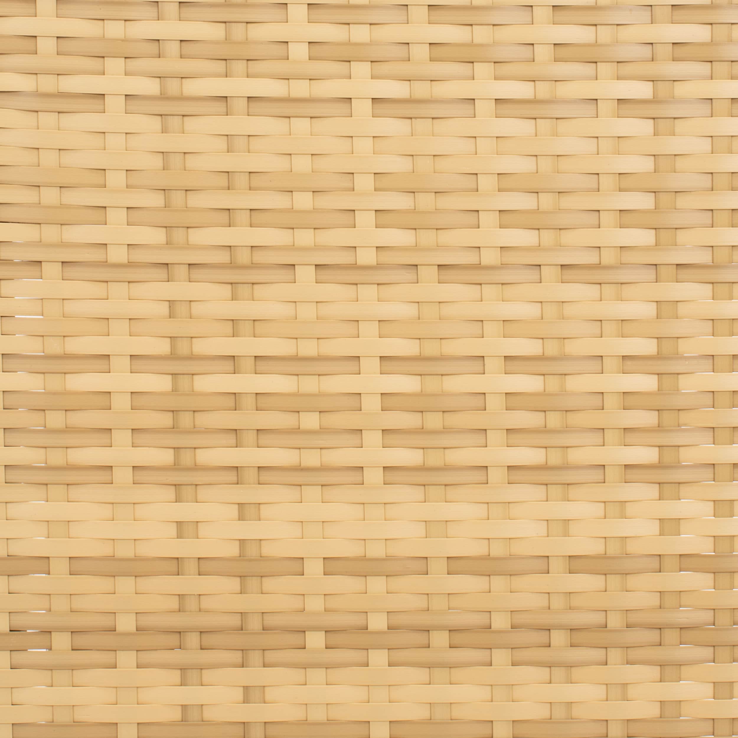 Natural Wicker 7-Piece Outdoor Dining Set with White Cushions