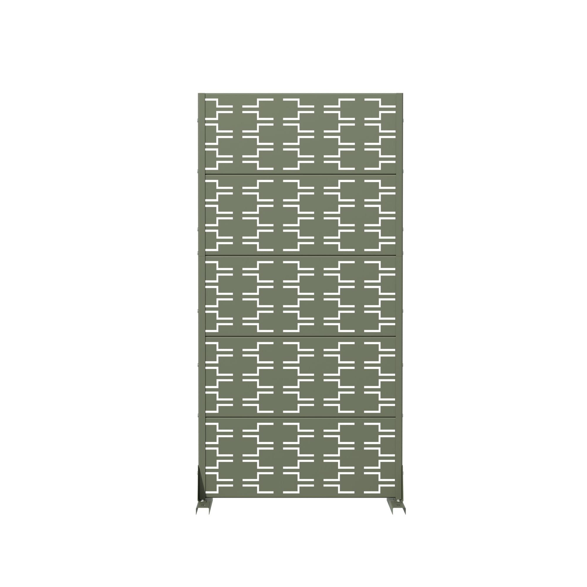 Misty Moon Rustproof Galvanized Steel Outdoor Privacy Screen 59 in H x 30 in W Olive Gray for Backyard Villa Patio