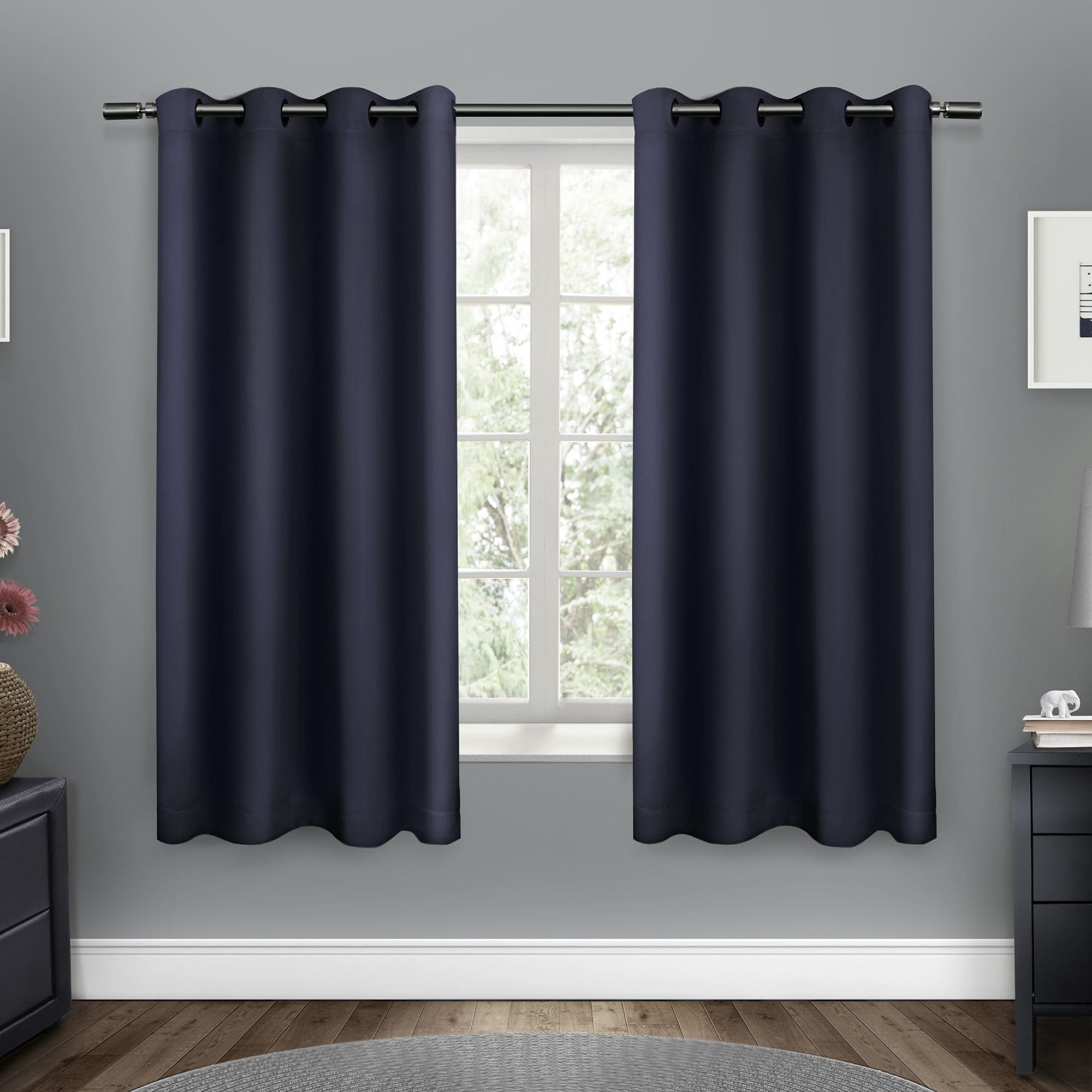 Exclusive Home EH7980-08 2-63G 63-Inches Peacoat Blue Room darkening Interlined Grommet Curtain panel pair