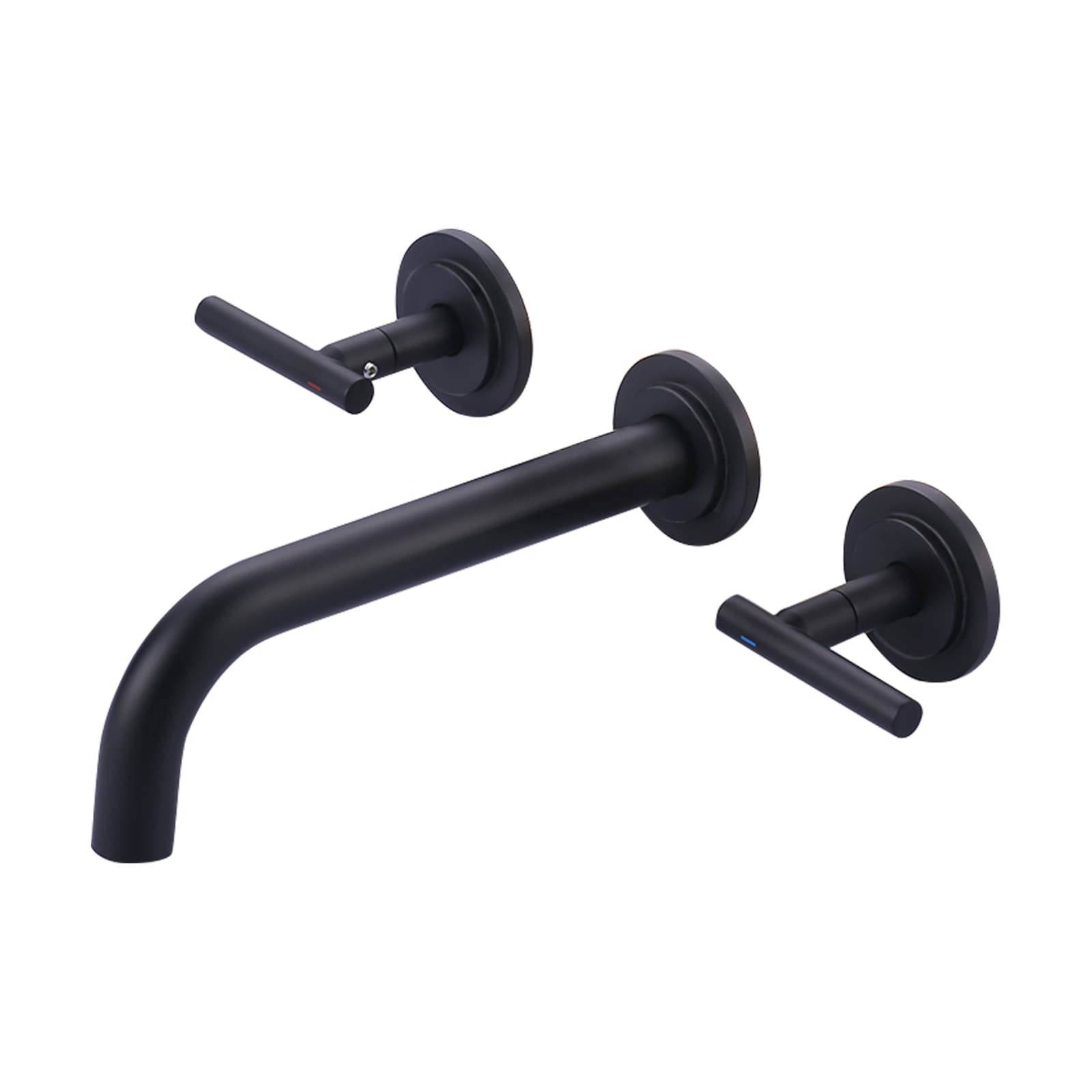 WOWOW Matte Black Wall-mount 2-Handle Swivel Bathroom Sink Faucet ...