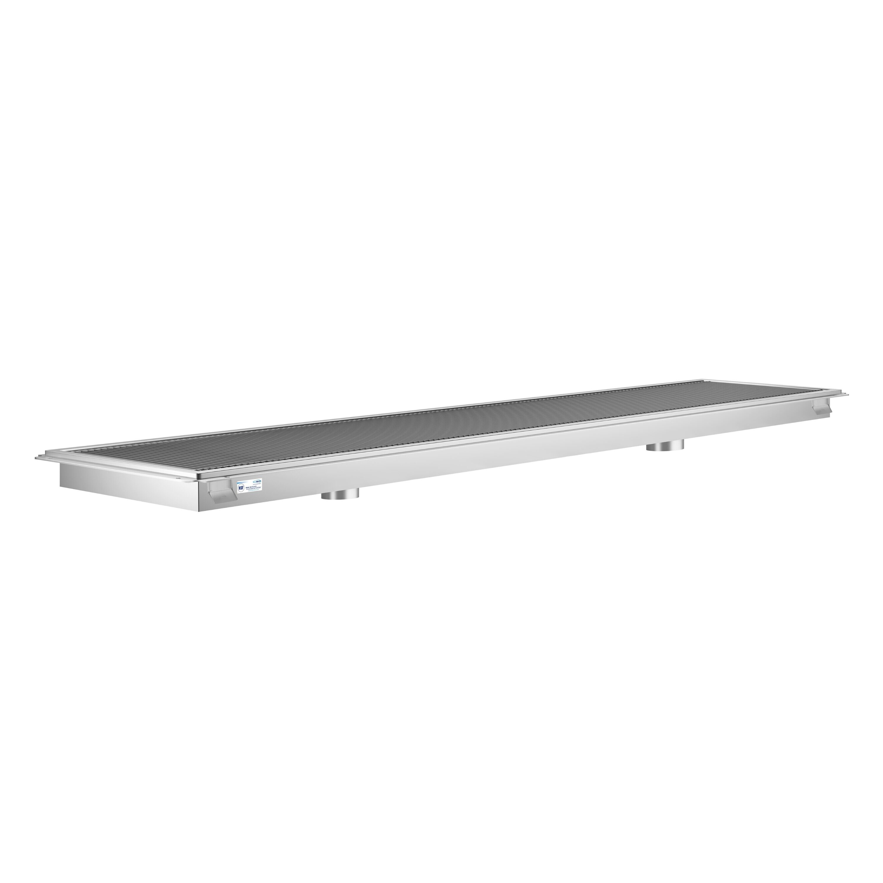 KoolMore LOW-KM-FTG-24120 24" x 120" Stainless Steel Floor Trough Drain, 14-Gauge with Subway-Style Grating & Removable Drain Basket, NSF Listed (KM-FTG-24120)