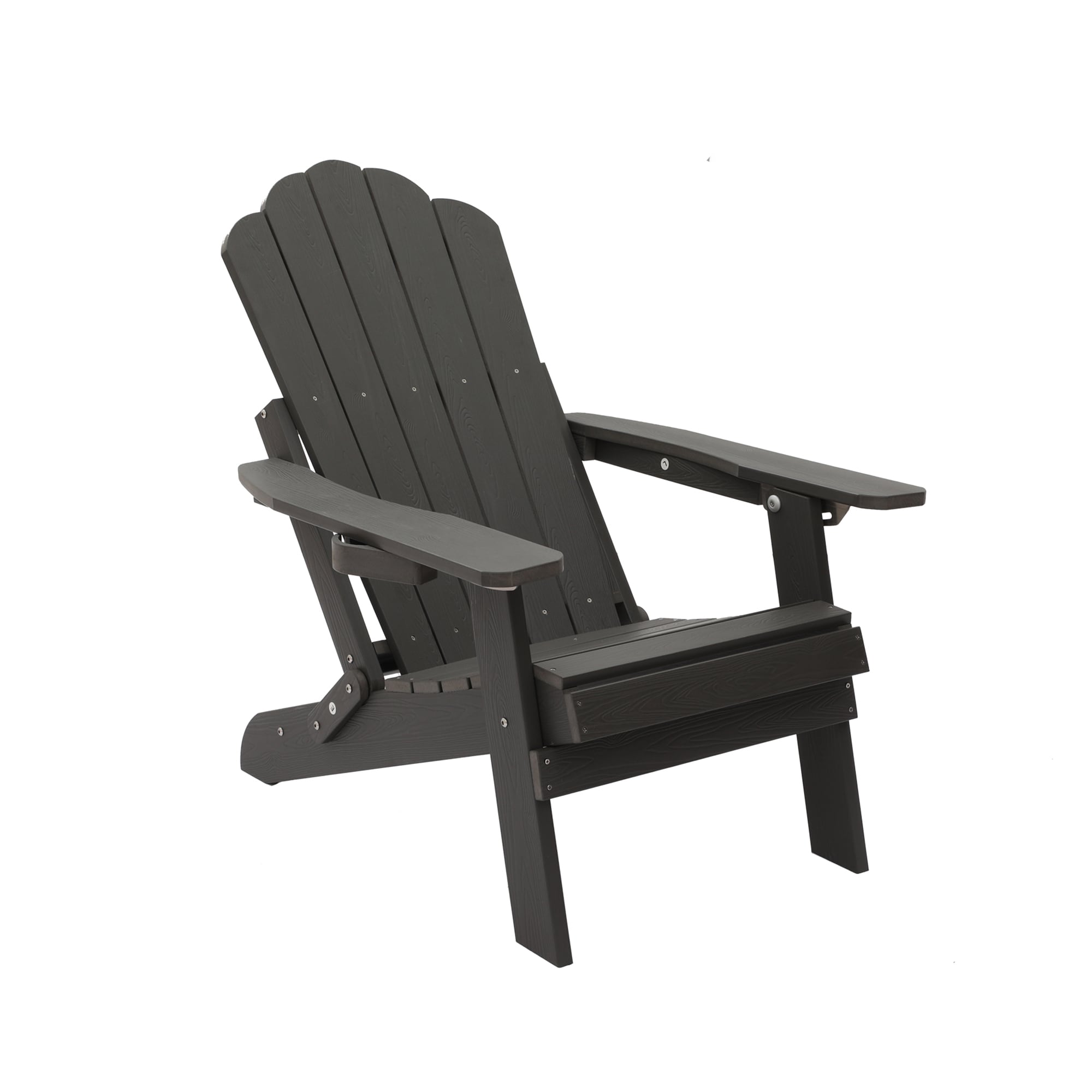 Mondawe MO-ZD16-GY Gray HDPE Frame Stationary Adirondack Chair with Slat Seat