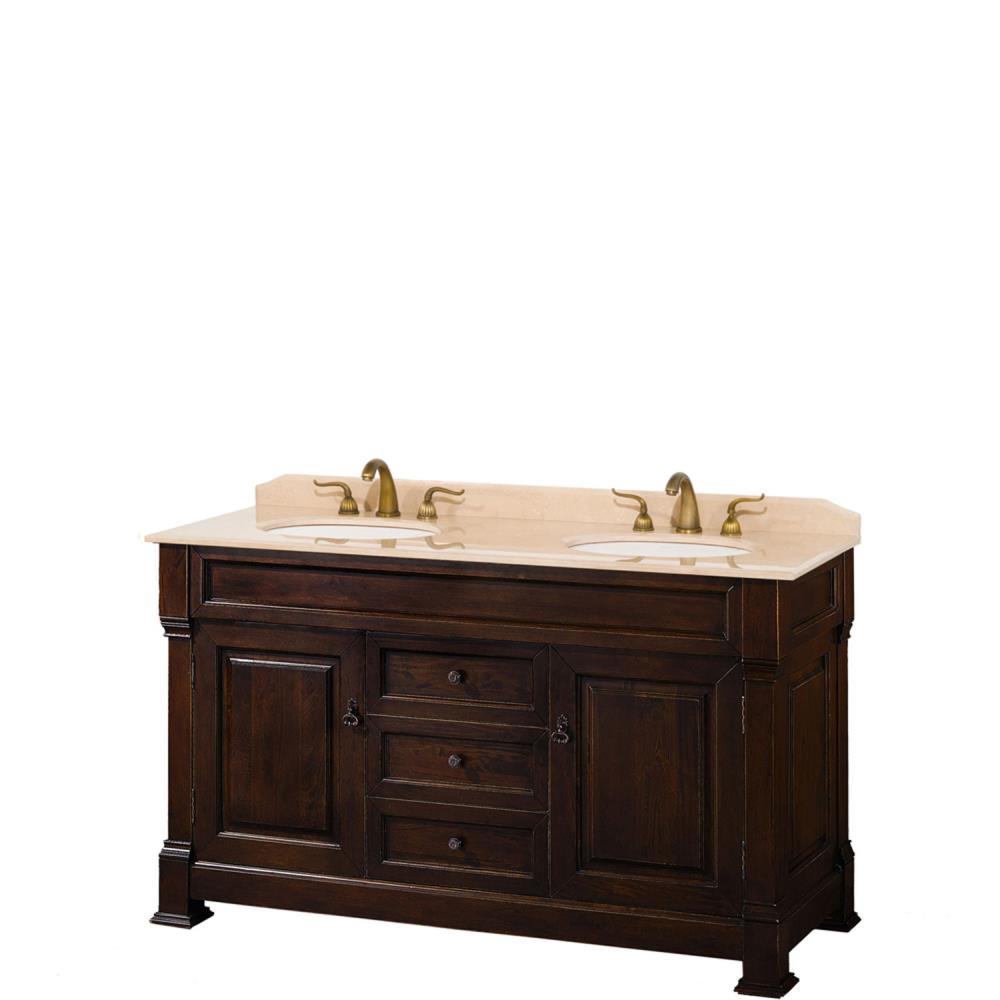 Wyndham Collection Andover 60 In Dark Cherry With Antique Bronze Trim Undermount Double Sink