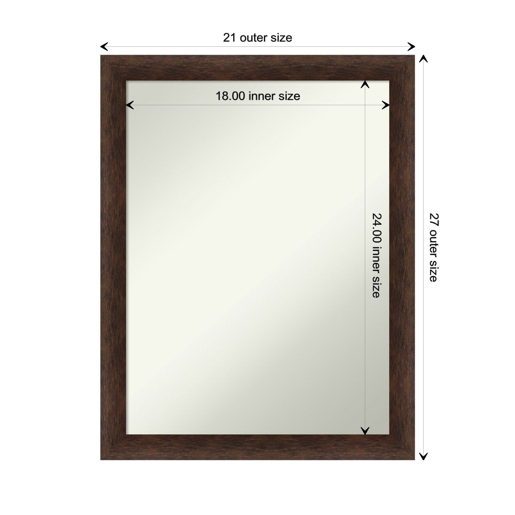Warm Walnut 21"x27" Rectangular Wood Bathroom Vanity Mirror