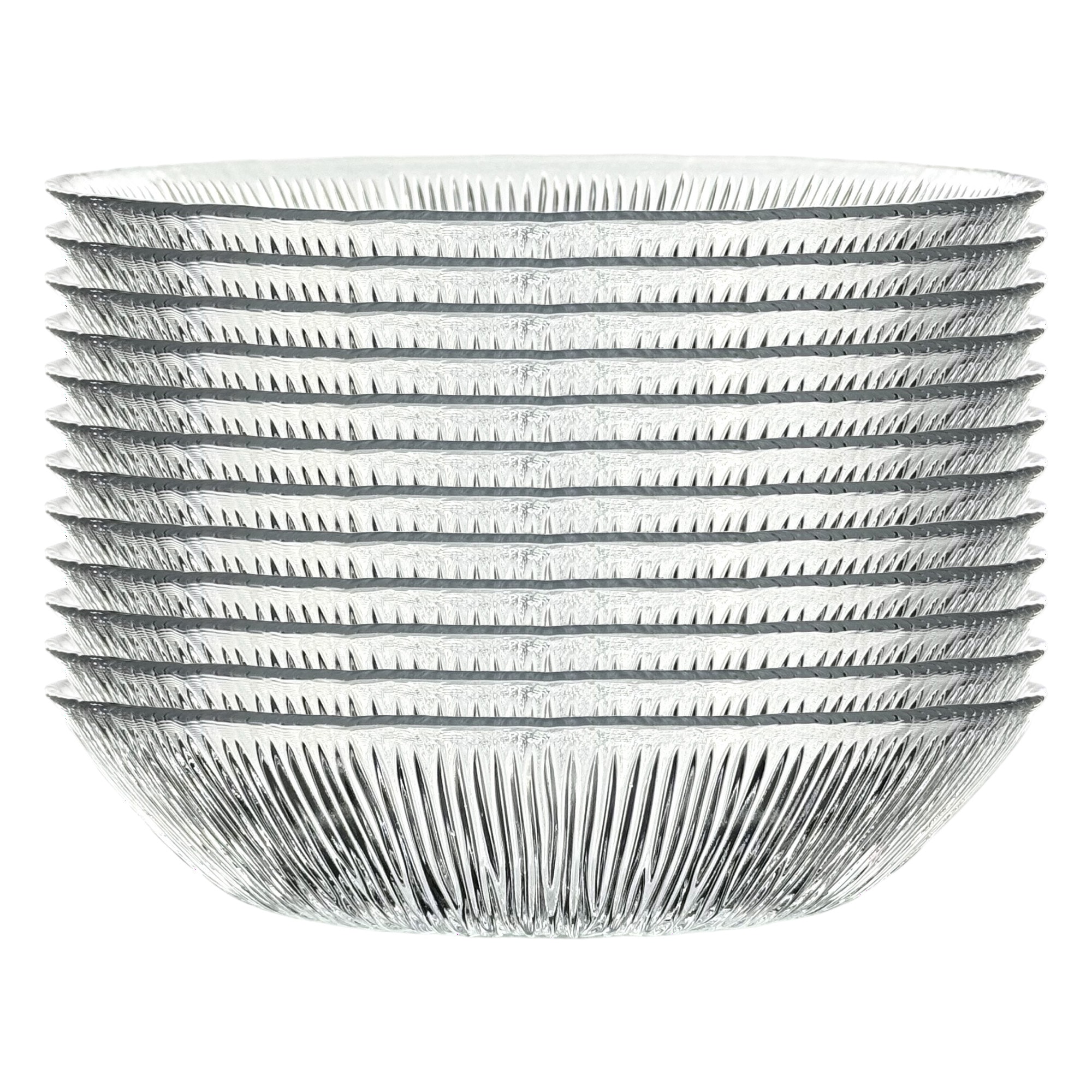 Slickblue Set of 12 Clear Glass 8-in Soup Plates with Deep Starburst Pattern for Soup Salad Dessert or Cereal
