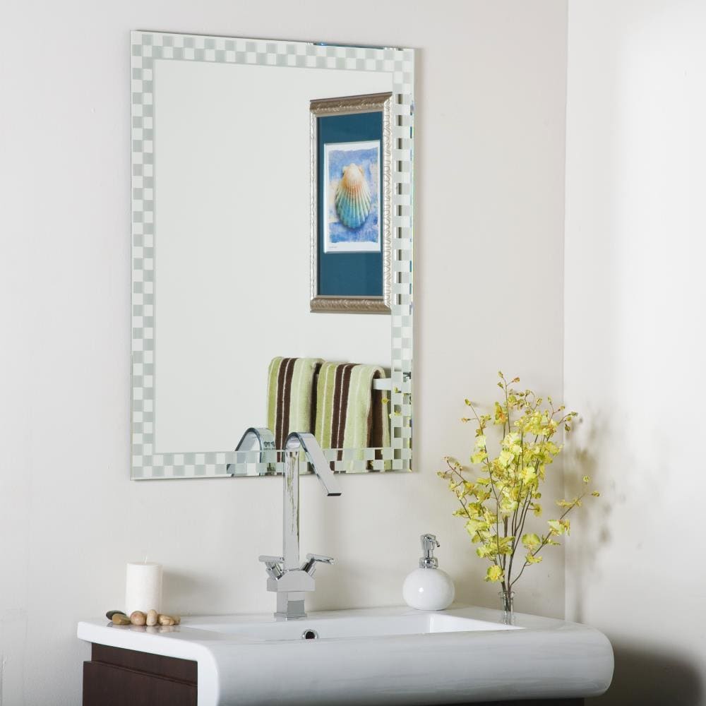 Decor Wonderland SSM48 23.6-Inches x 31.5-Inches Beveled Frameless Rectangular Bathroom Vanity Mirror ( Silver )