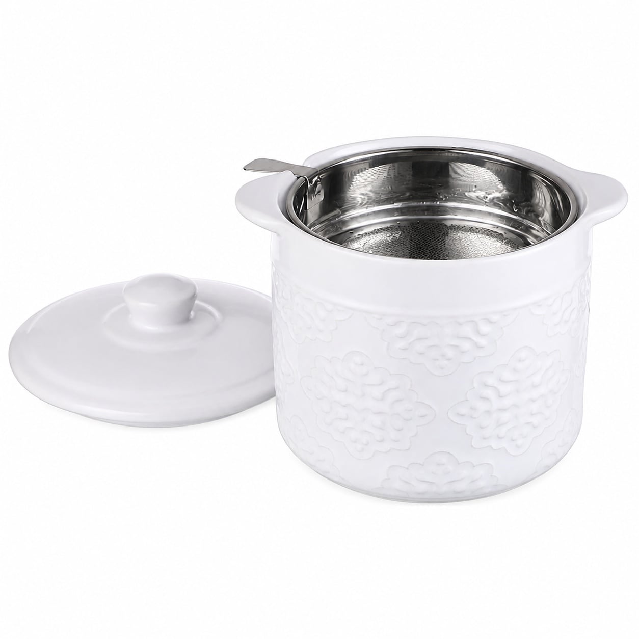 Aoibox  Ceramic Bacon Grease Container With Fine Mesh Strainer And Lid 41OZ Large Capacity Farmhouse Bacon Grease Oil Pans