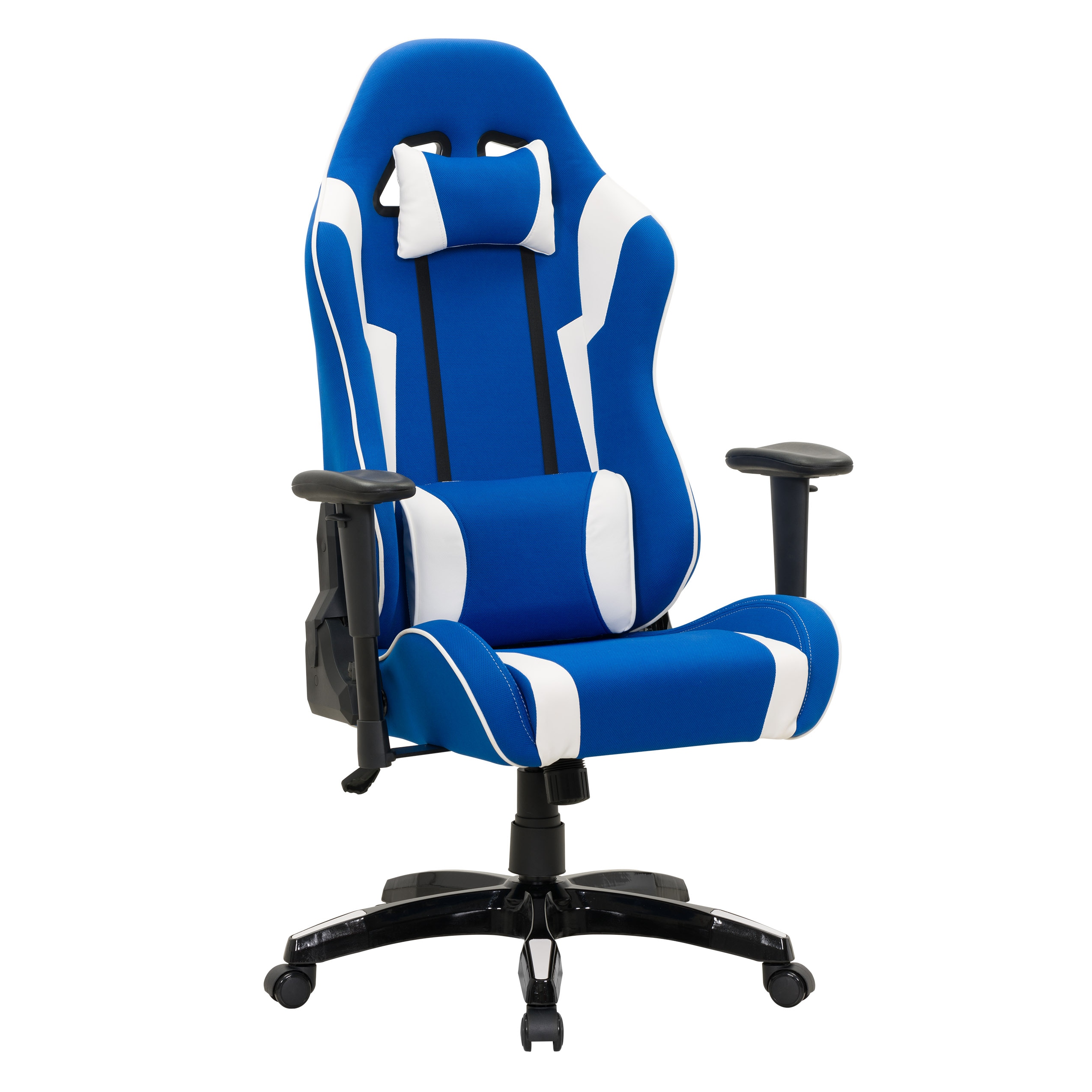 CorLiving LOF-803-G Blue and White Contemporary Ergonomic Adjustable Height Swivel Upholstered Executive Chair