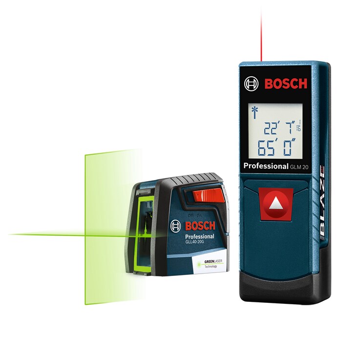 Shop Bosch 40 ft. Green Beam Laser Level + 65 ft. Laser Distance Measurer  at