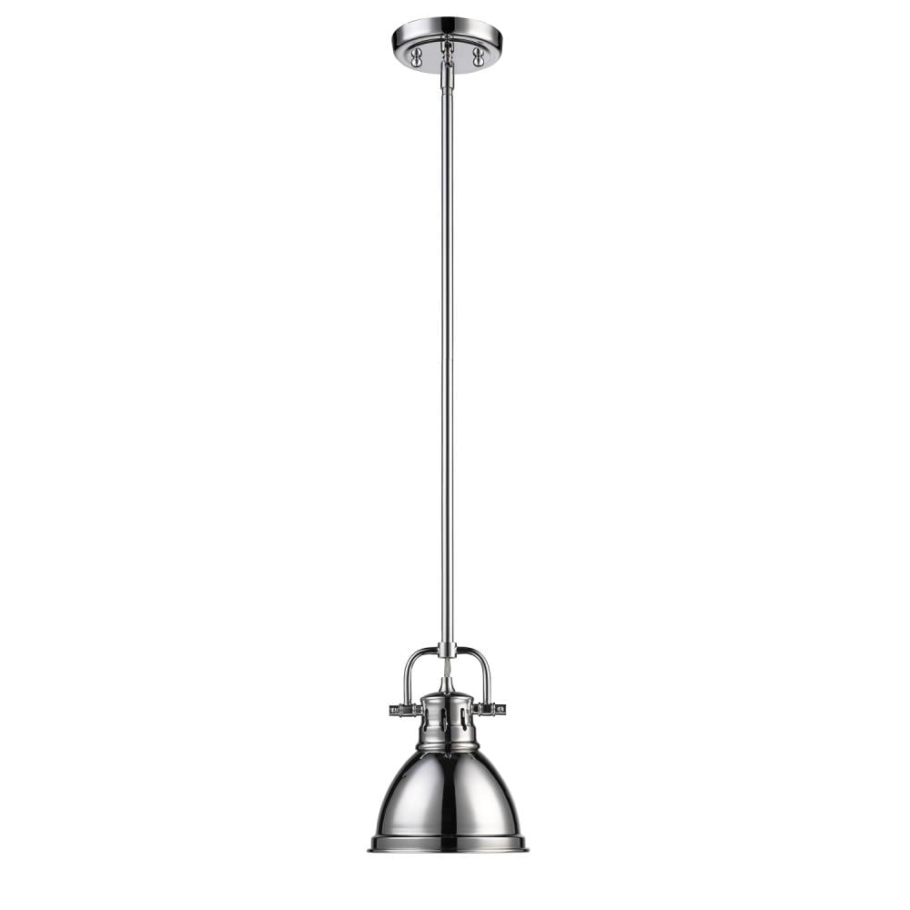 Golden Lighting 3604-M1L CH-CH Duncan Chrome Transitional Dome Mini Hanging Pendant Light