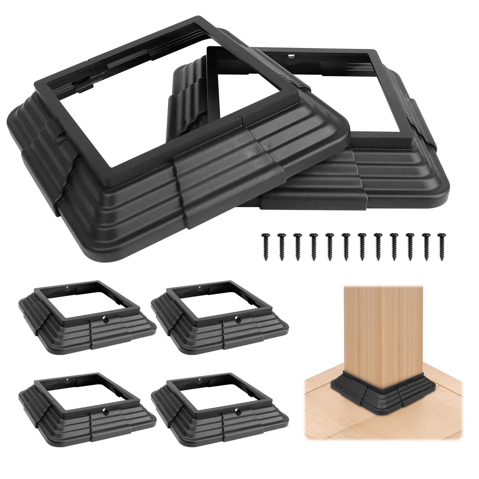 Etokfoks Vinyl 4x4 Actual 3 5x3 5 Black Split Style Cap Base Cap 6 Pack ...