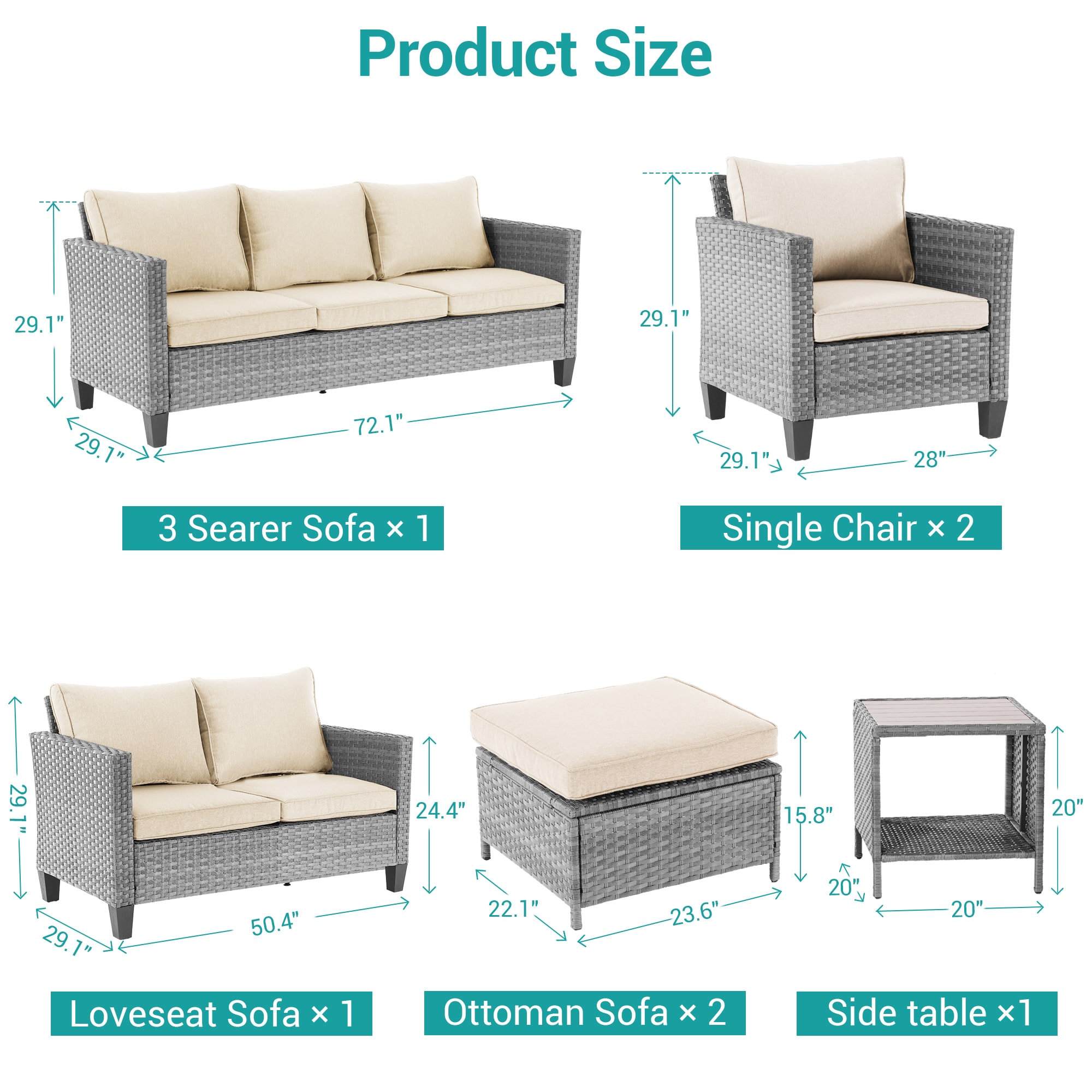 Sonkuki SD-PS-115HBG-S3T3 Patio-Conversation-Sets - View #2