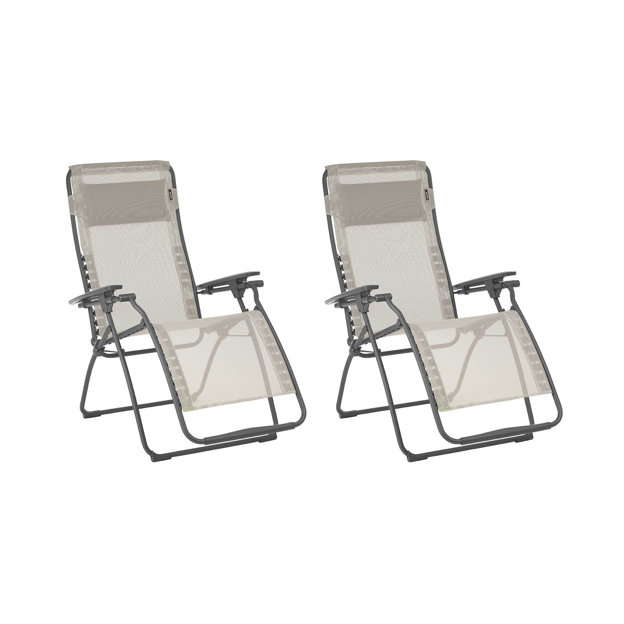 Lafuma 125411 Set of 2 Brown Steel Frame Glider Zero Gravity Chair with Brown Mesh Seat