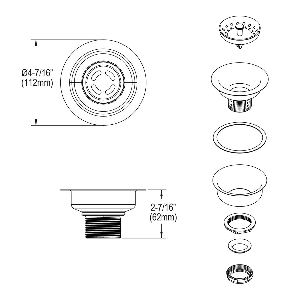 Dayton D1125 Kitchen-Sink-Strainers - View #3