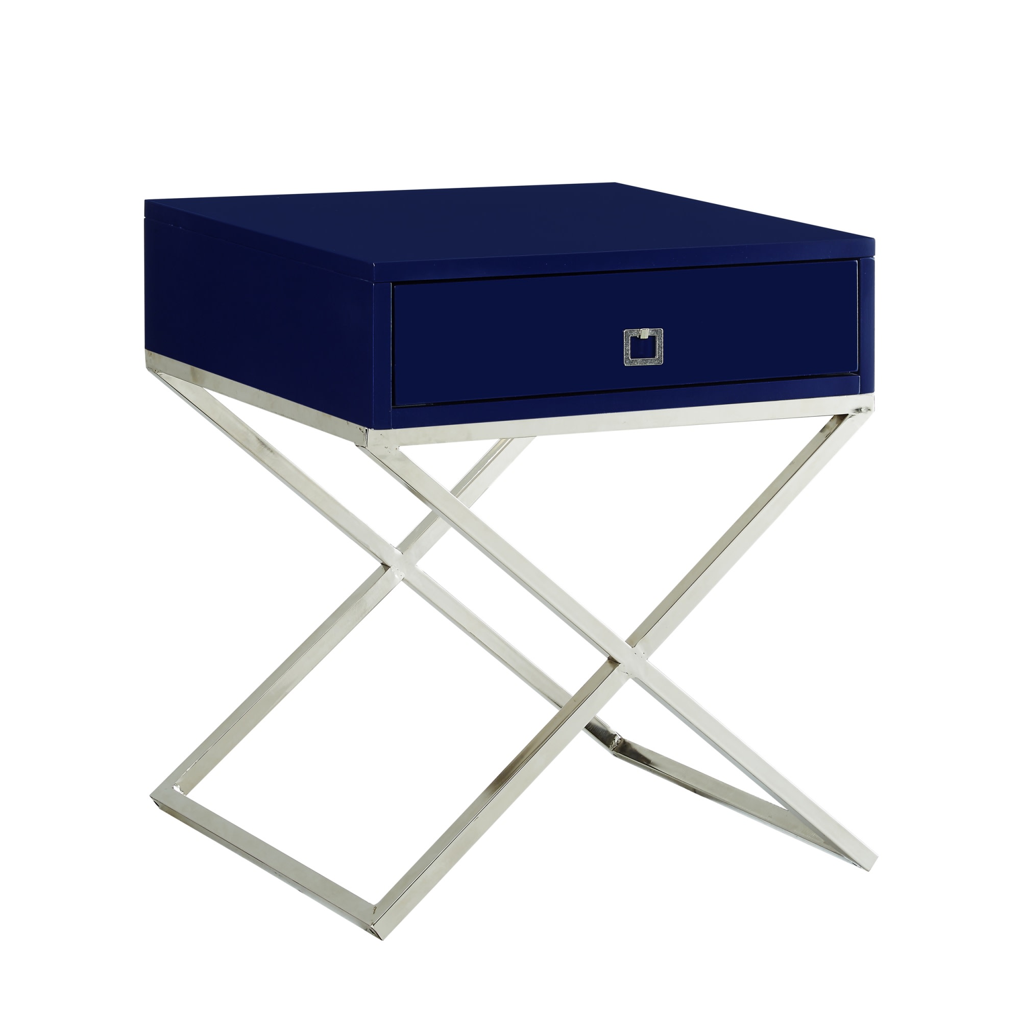 Inspired Home ST23-09NC-LS Laila 18-in W x 25-in H Navy Wood veneer Rectangular Modern End Table Assembly Required