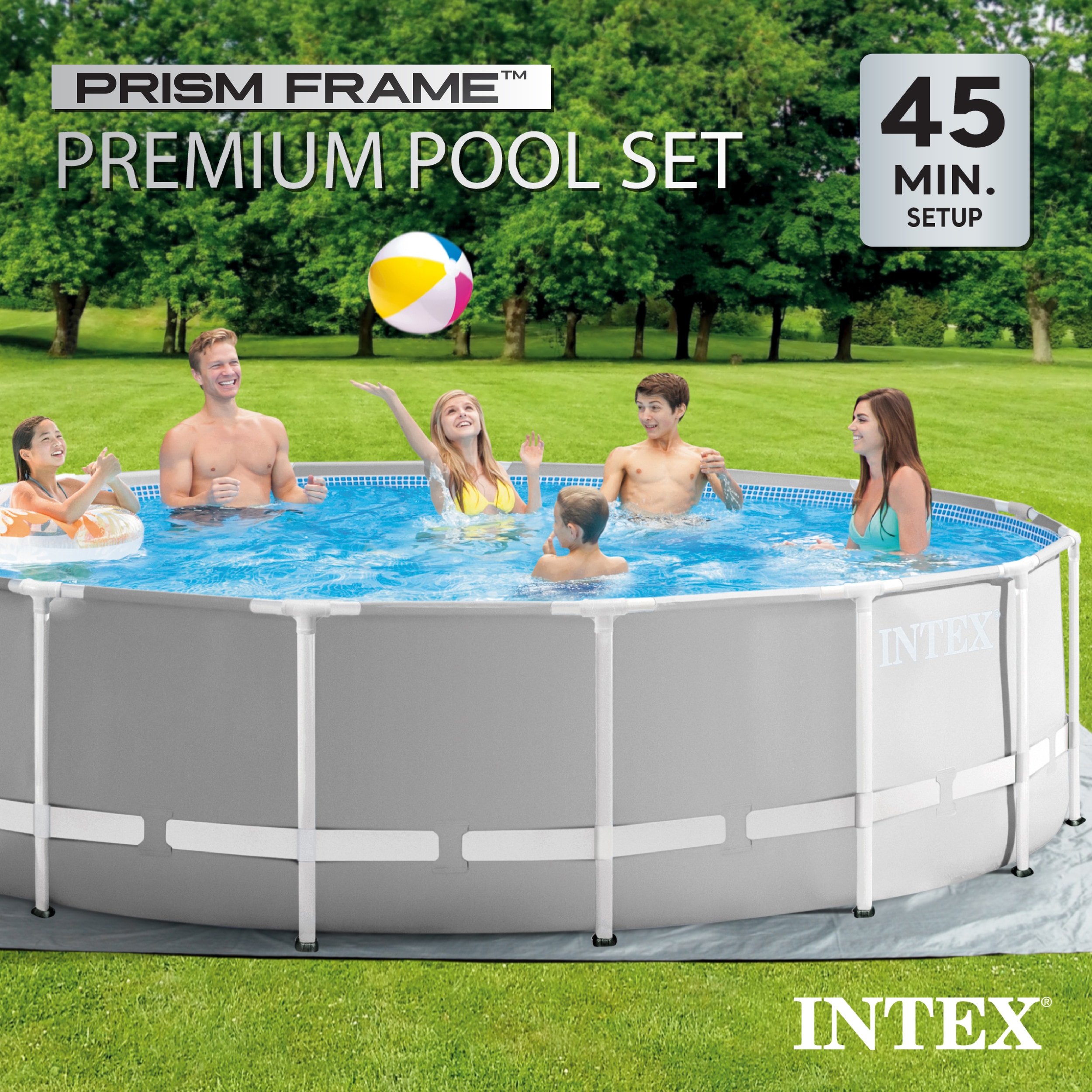 Intex 15-ft x 15-ft x 48-in Metal Frame Round Above-Ground Pool with ...