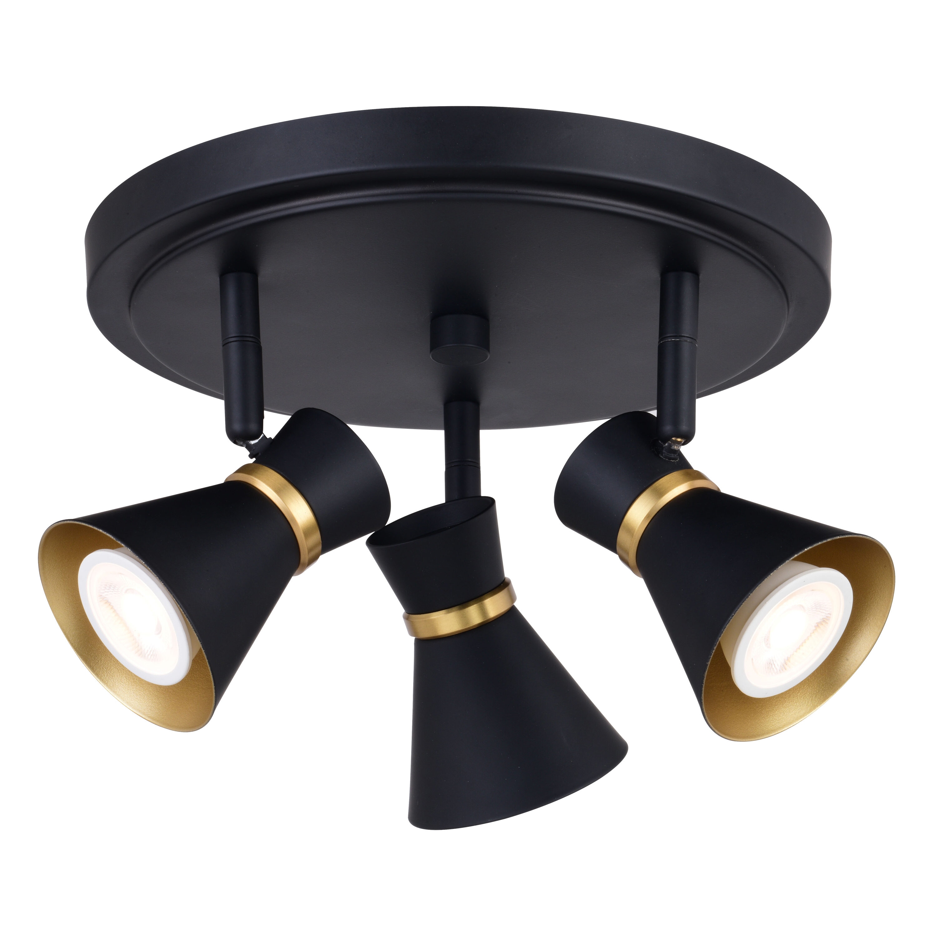 Alto 3-Light Matte Black and Brass LED Ceiling Fixture