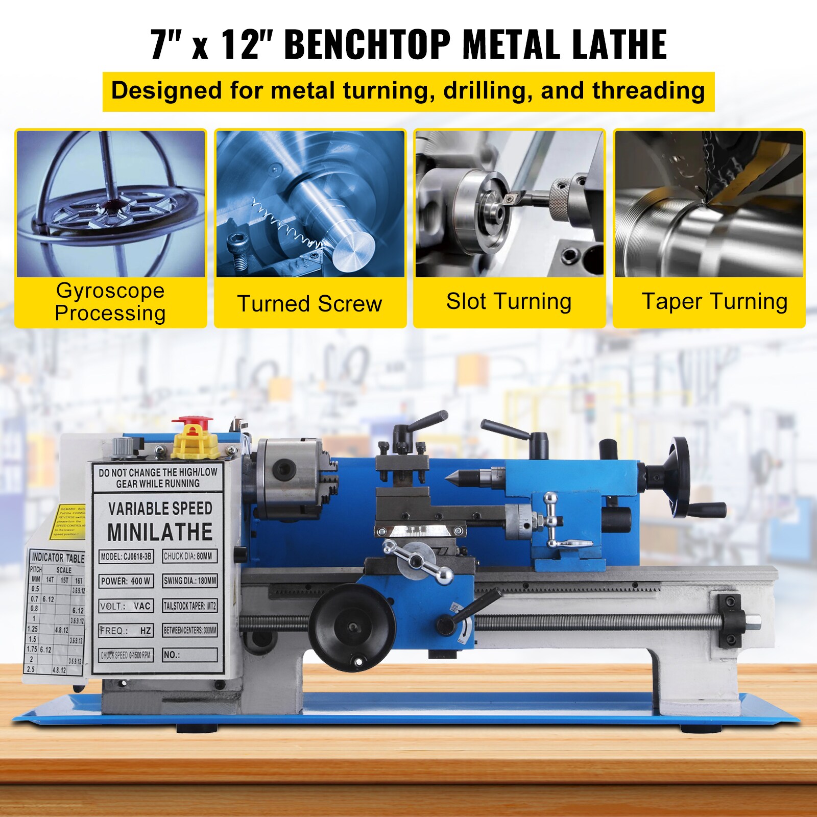 VEVOR 0618-3BMNCC000001V1 Wood-Lathes - View #3