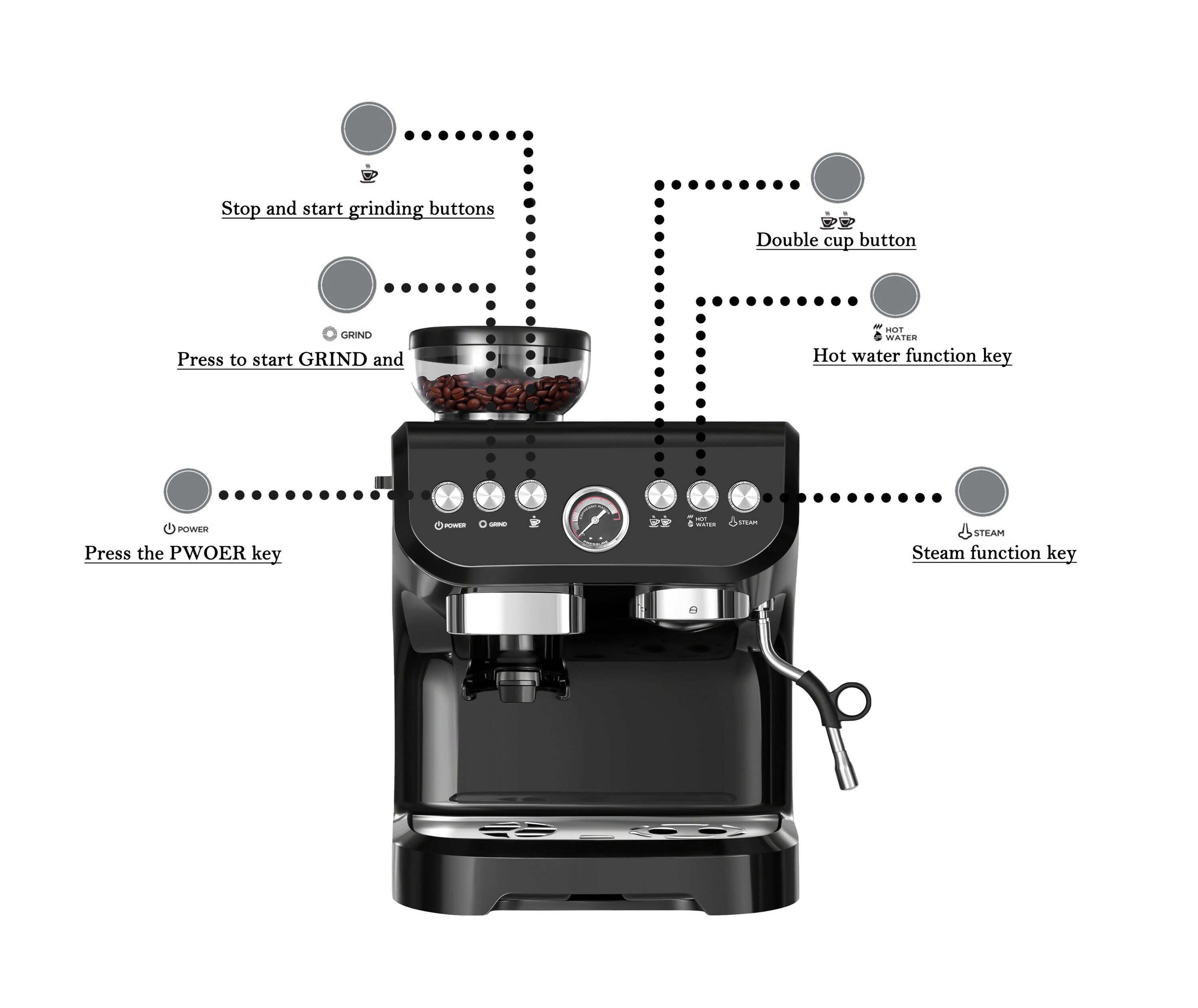  Combo 19 Bar Espresso & 10 Cup Drip Coffee Maker Black: Home &  Kitchen