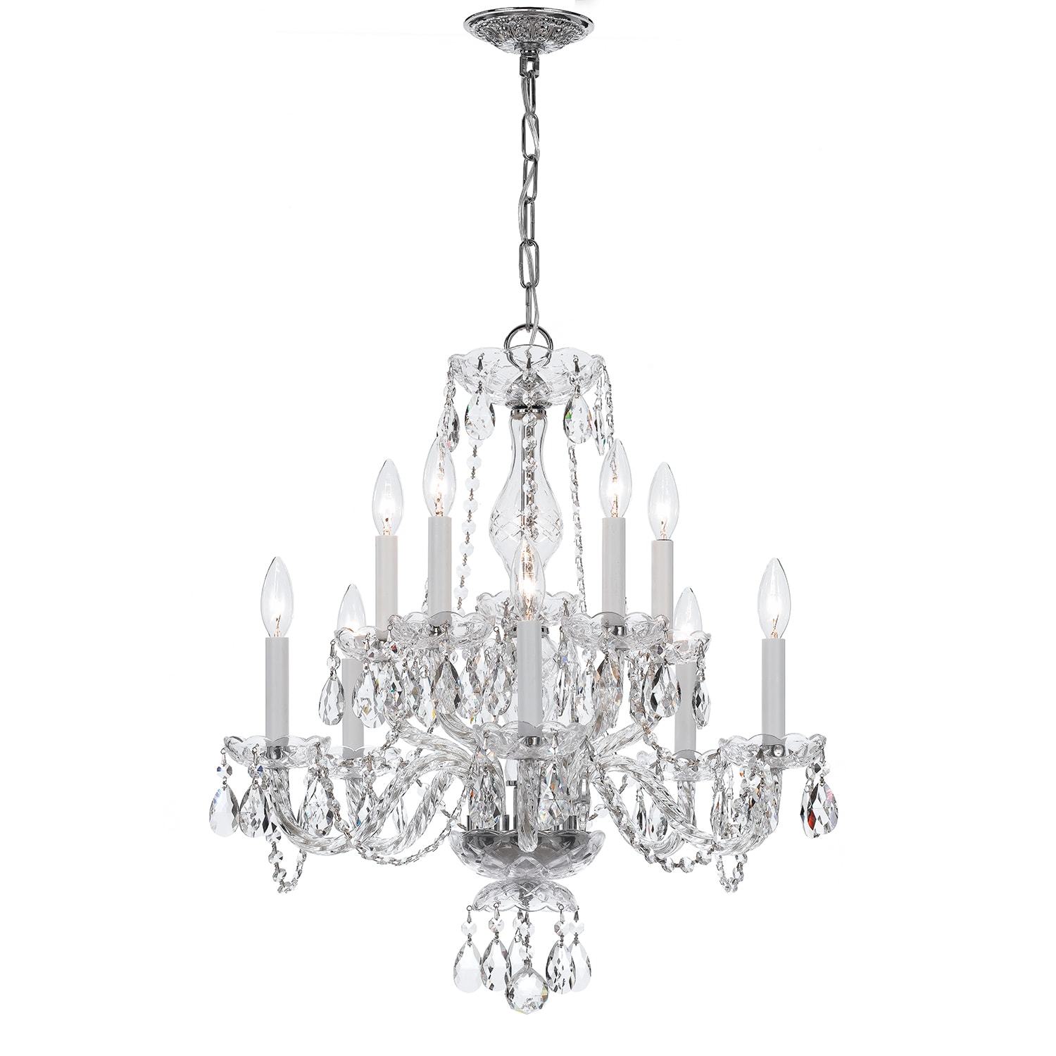 Polished Chrome Crystal 10-Light Candle Chandelier