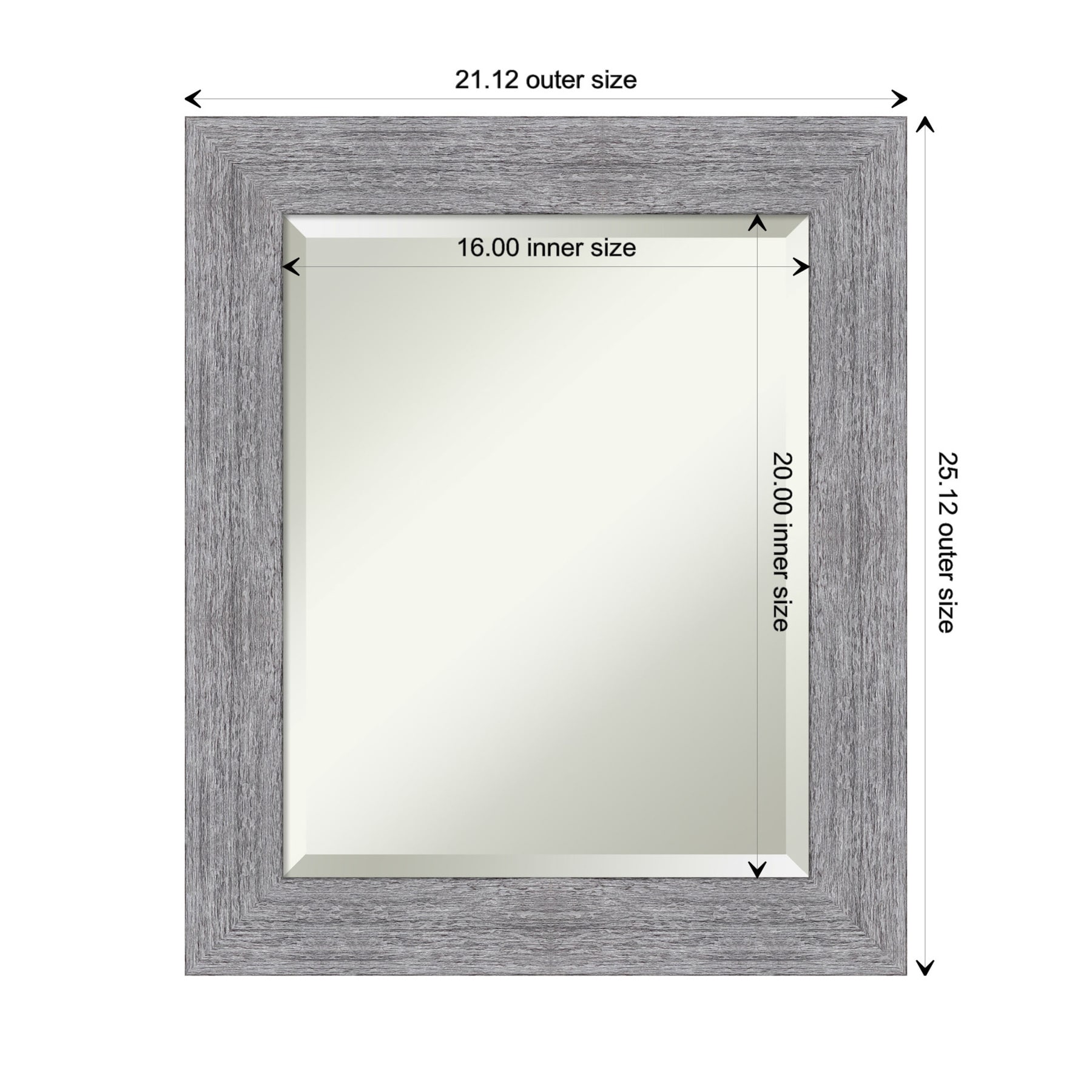 21" x 25" Gray Bark Rustic Framed Wall Mirror