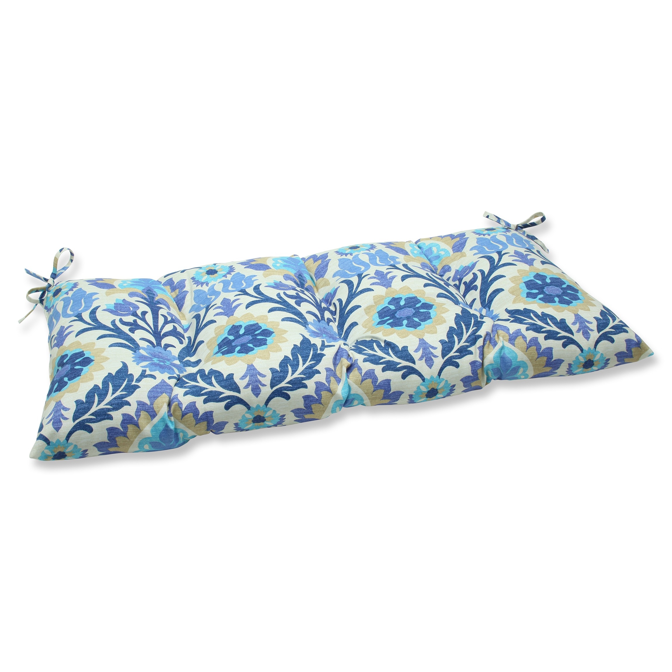 Pillow Perfect 541877 Santa Maria Azure 18.5-in x 44-in Blue Porch swing cushion