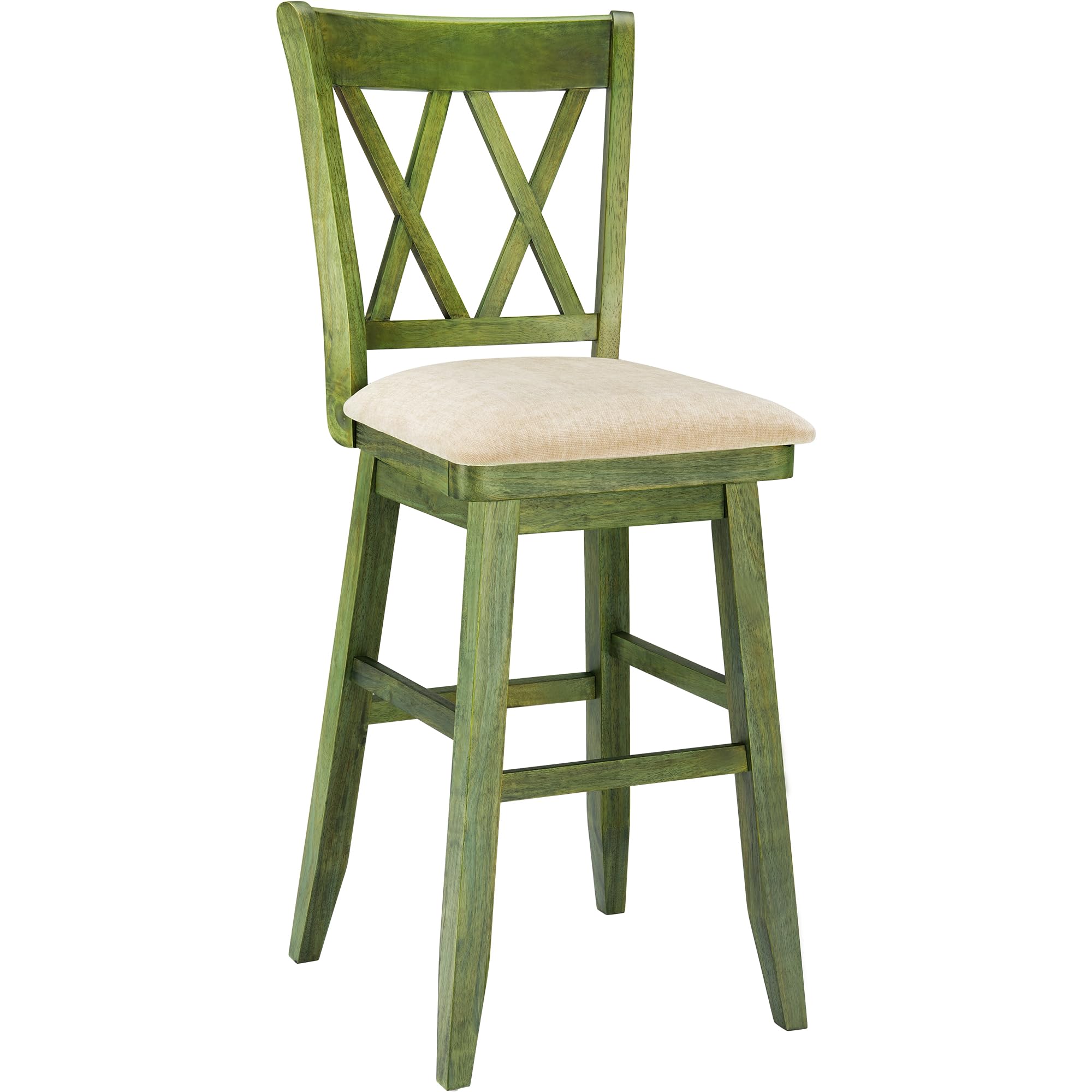 LTMATE LSA0034-SAG30 Green 30.3-in H Bar height Square seat Upholstered Swivel Wood Bar Stool and Back