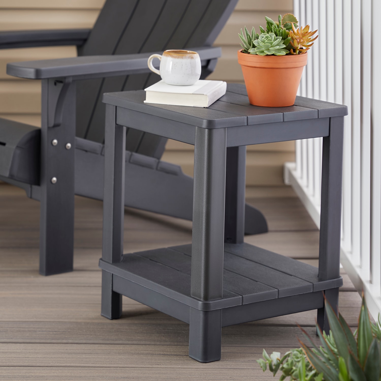 Keter Alpine Deluxe Square Outdoor End Table 15.9-in W x 15.9-in L in ...