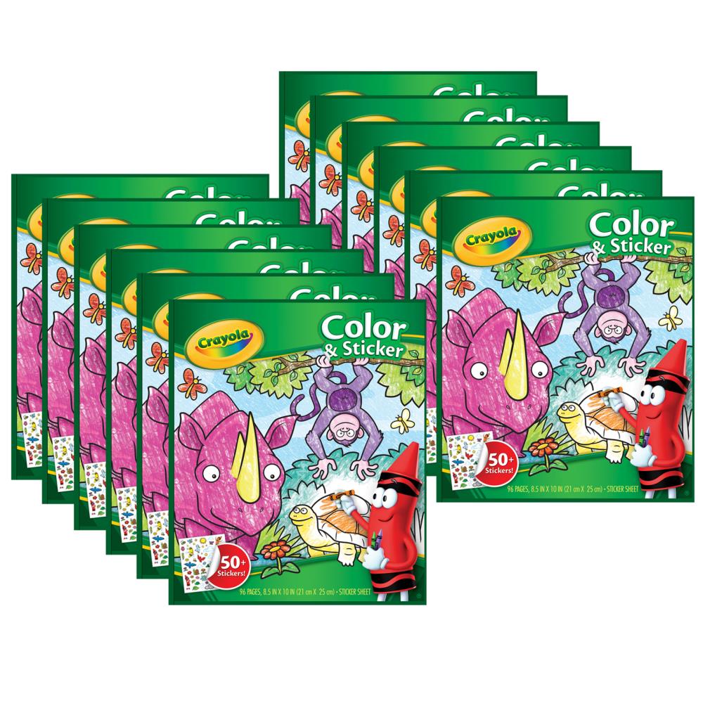 Crayola BIN40216-12 Color and Sticker Book Jungle Animals Activity Book