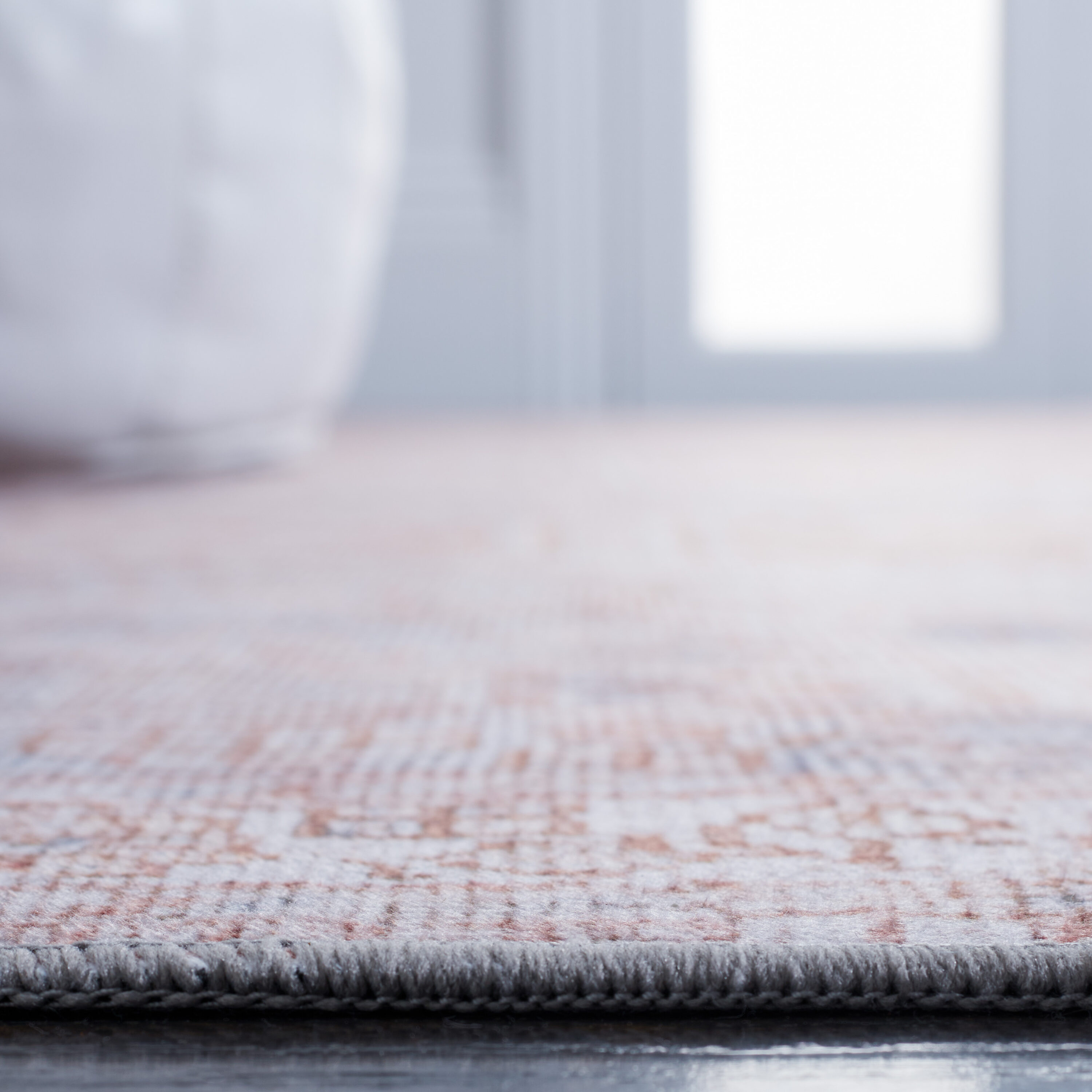 Gray and Rust Hand-Knotted Washable Synthetic Area Rug