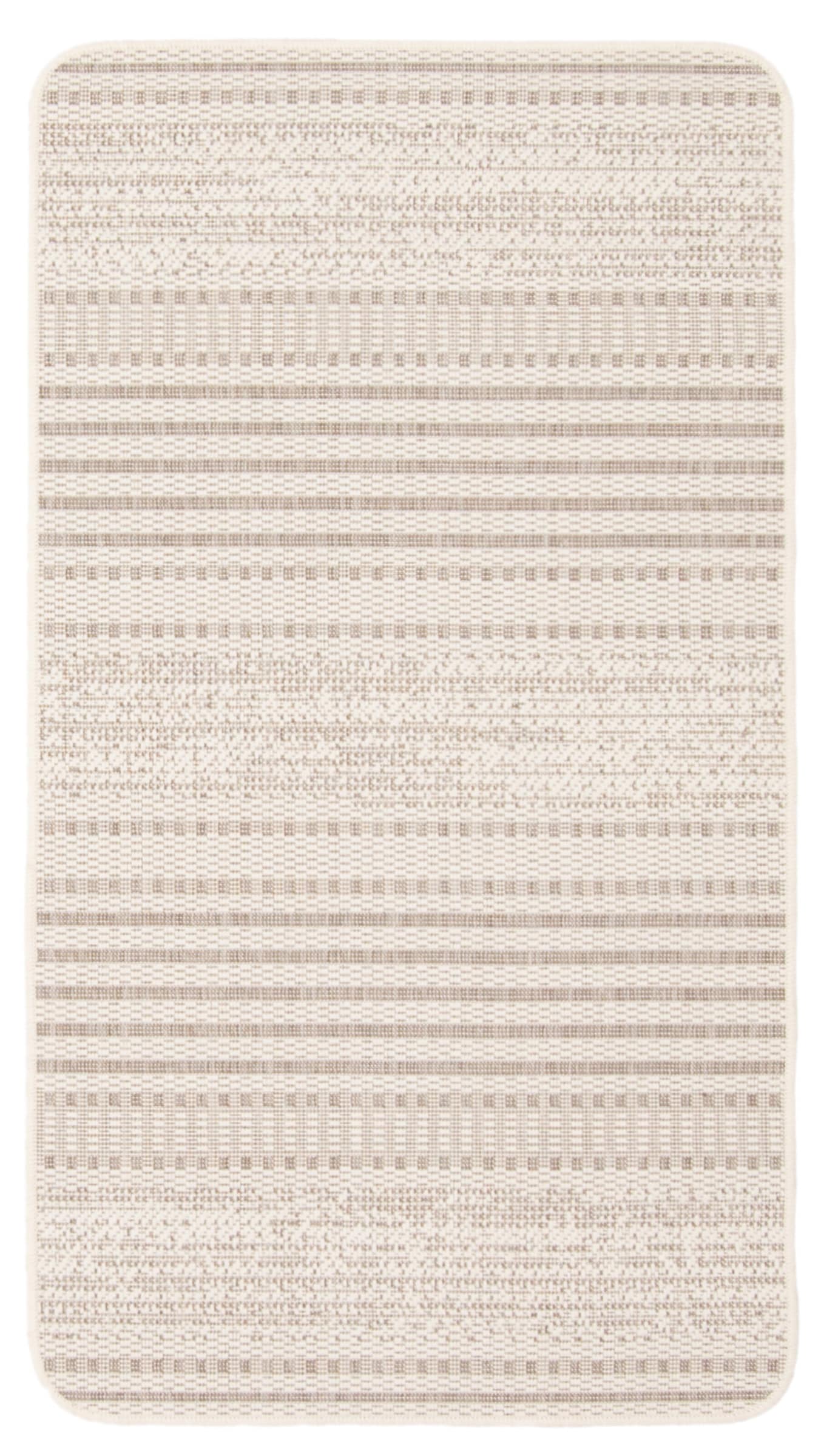 ECARPETGALLERY 353500 2 x 4 (ft) Polypropylene Ivory Rectangular Indoor Stripe Area rug