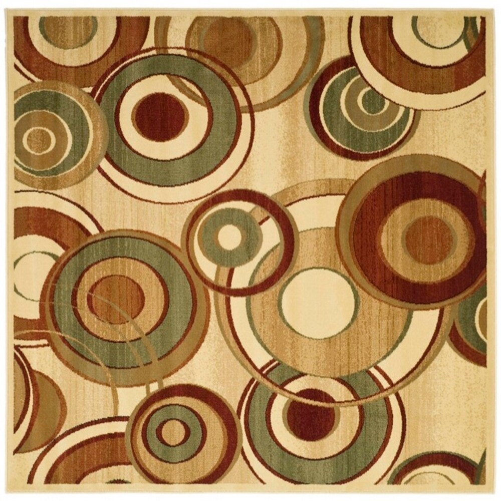 Safavieh LNH225A-7SQ Lyndhurst Modern Circles 7 x 7 (ft) Loomed Polypropylene Ivory/Multi Square Indoor Abstract Mid-Century Modern Area rug