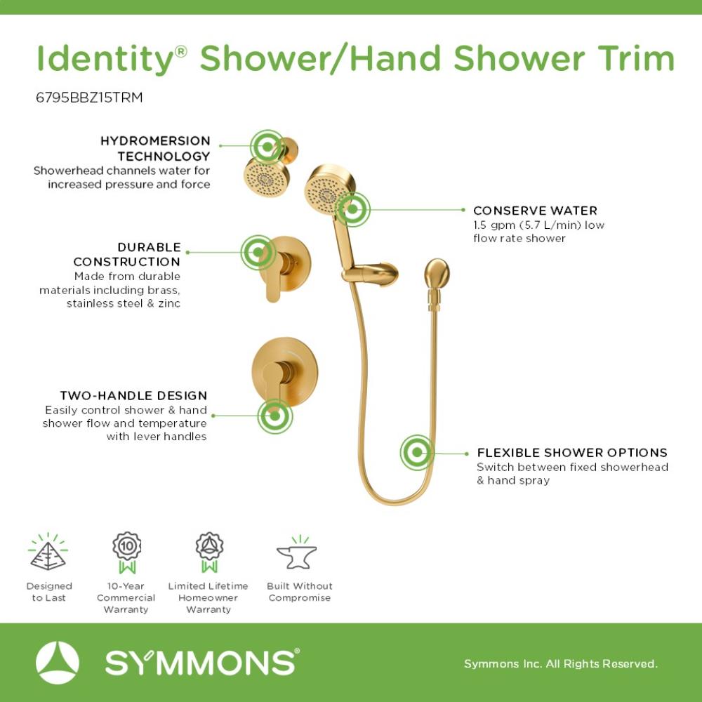 Symmons 6795BBZ15TRM Showerhead-Bar-Panels - View #3