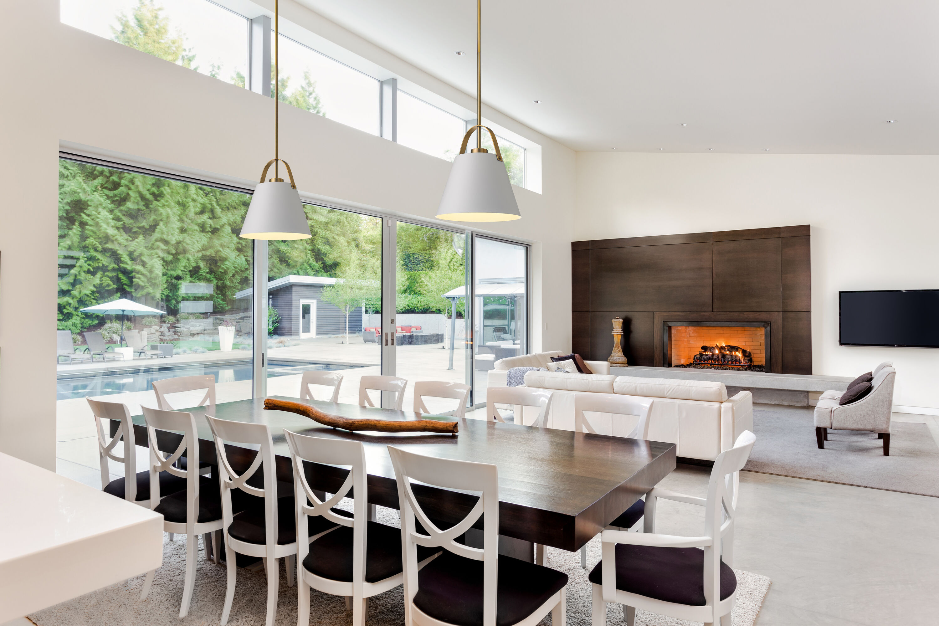 Matte White and Heritage Brass 12.5" Contemporary Pendant Light