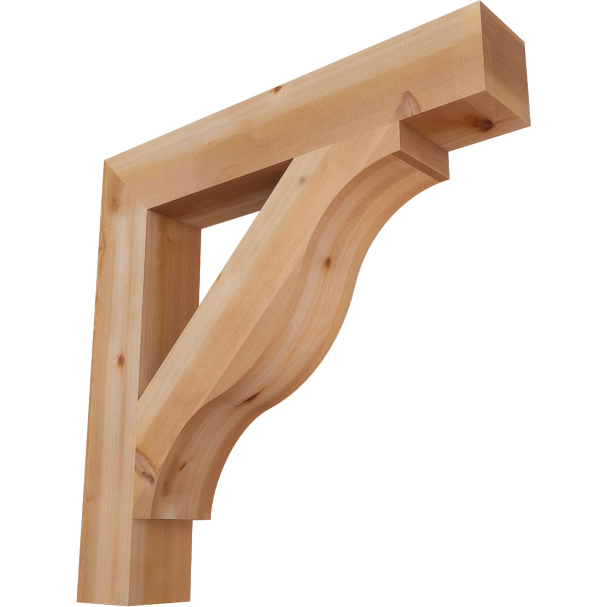 Ekena Millwork BKT06X36X36FST05SWR Funston Block Smooth 5-1/2-in x 36-in x 36-in Western red cedar Brown Wood Standard bracket