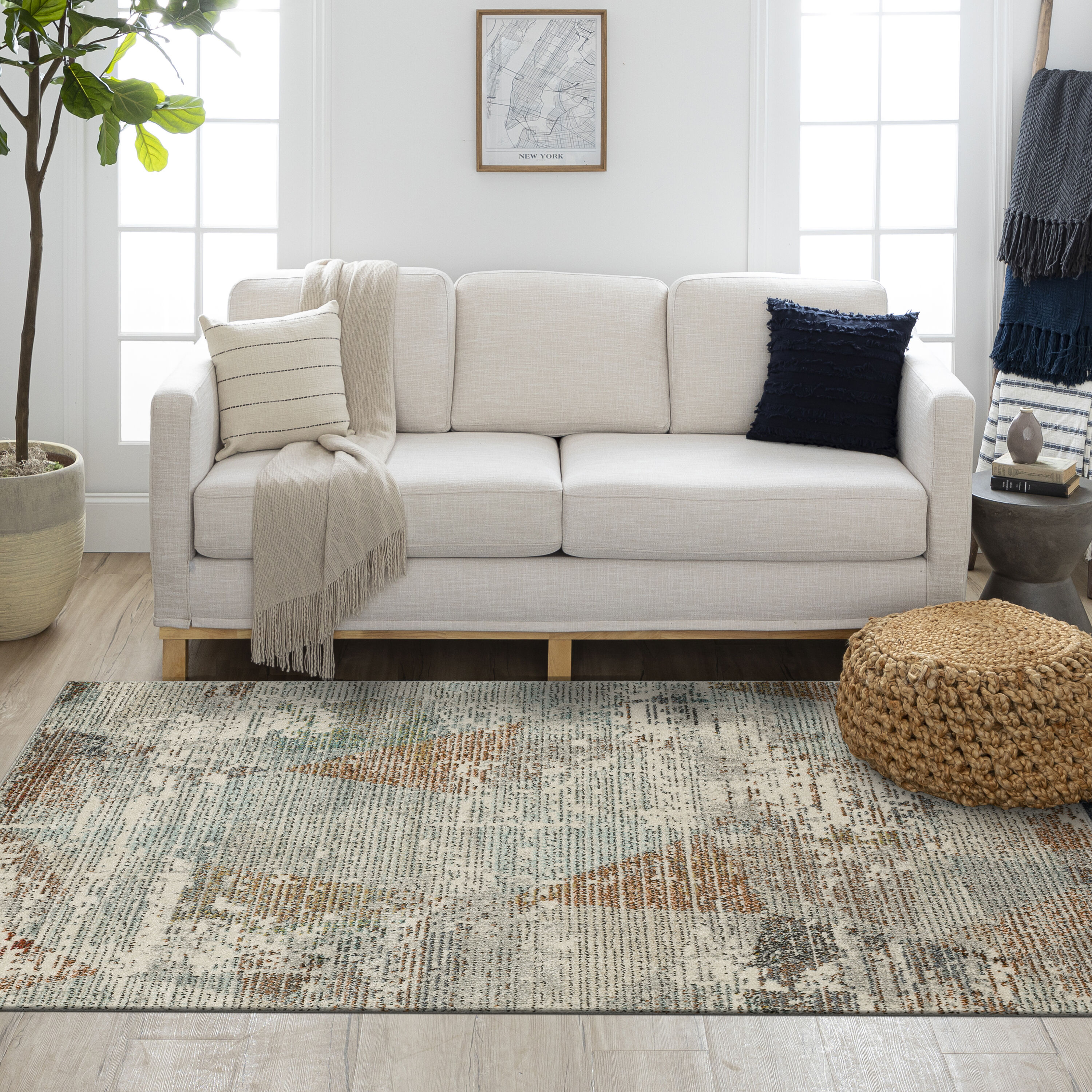 Mohawk Home EL300 131 094120 8 x 10 (ft) Polypropylene Grey Rectangular Indoor Abstract Mid-Century Modern Area rug