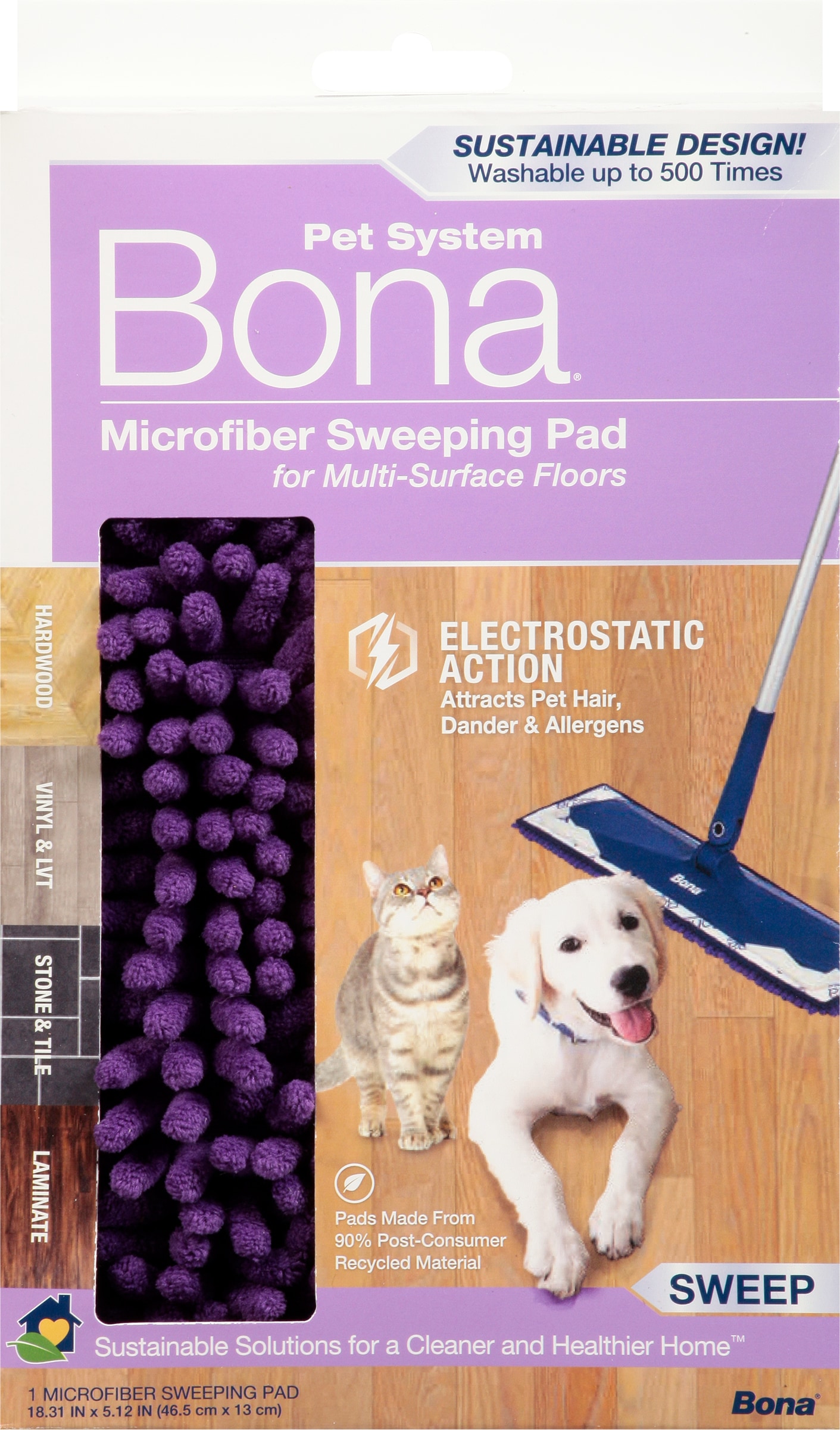 Bona Microfiber Cleaning Pad - Machine Washable, Reusable Mop Pad