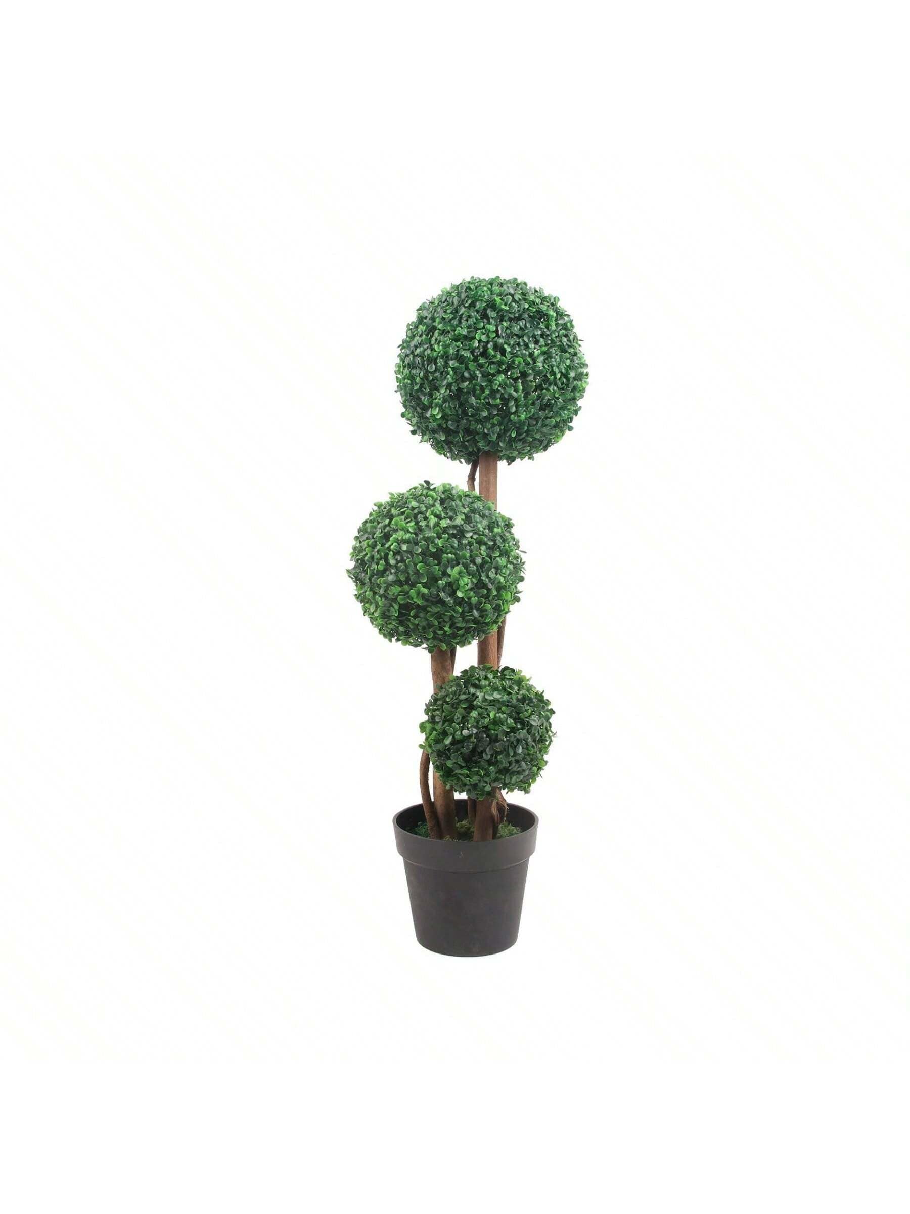 Der Rose PHO-33K66MNL-HF2 35 Inch Artificial Triple Ball Boxwood Topiary Tree  Fake Boxwood Topiary Ball Trees  Milan Grass Ball Trees for Indoor and Outdoor Home Decor