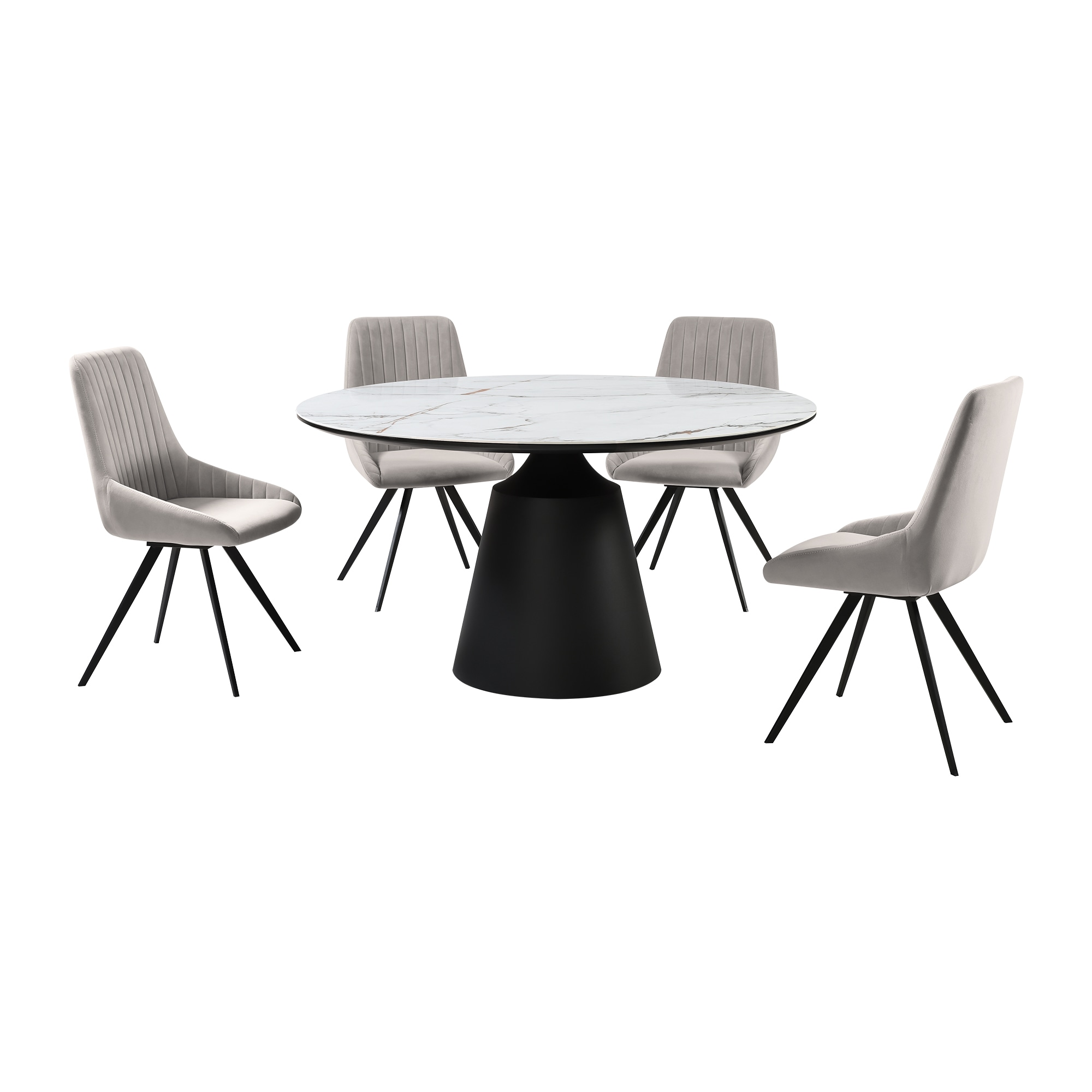 Armen Living SETKNAI5GB Matte Black Contemporary/Modern Dining Room Set with Rectangular Table ( Seats 4 )