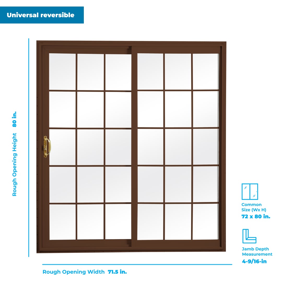 RELIABILT 72-in x 80-in 4-9/16-in Low-e Argon Black Vinyl Sliding Universal Double Patio Door
