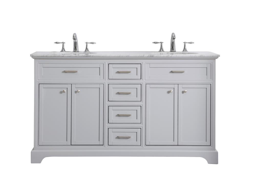 Elegant Decor FI45060DGR First Impressions 60-in Gray Undermount Double sink Bathroom Vanity with Carrara White Marble Top