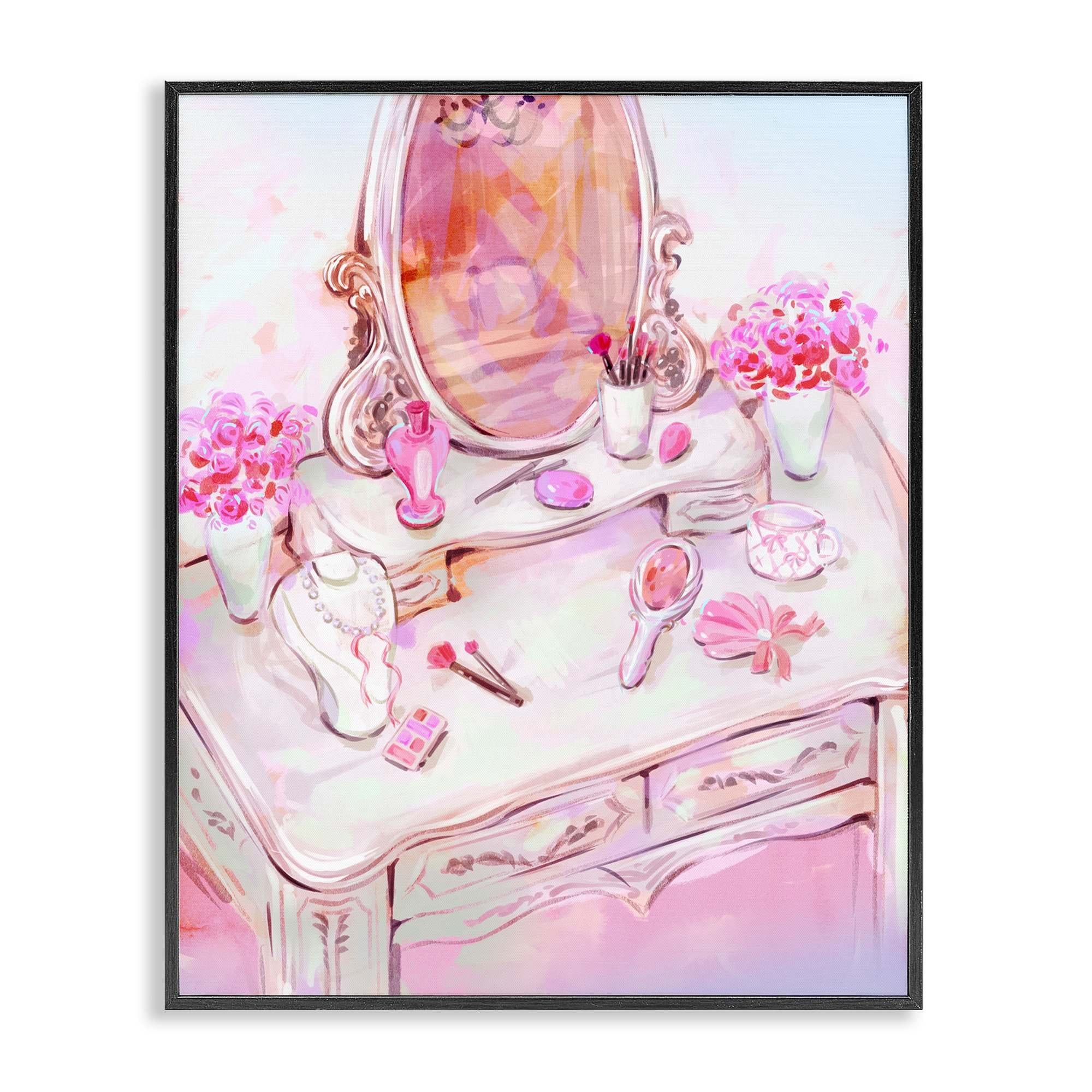 Stupell Industries BT-184-FR-16X20 Pastel Pink Vanity View Black Framed Giclee Art By Ziwei Li 16 x 20