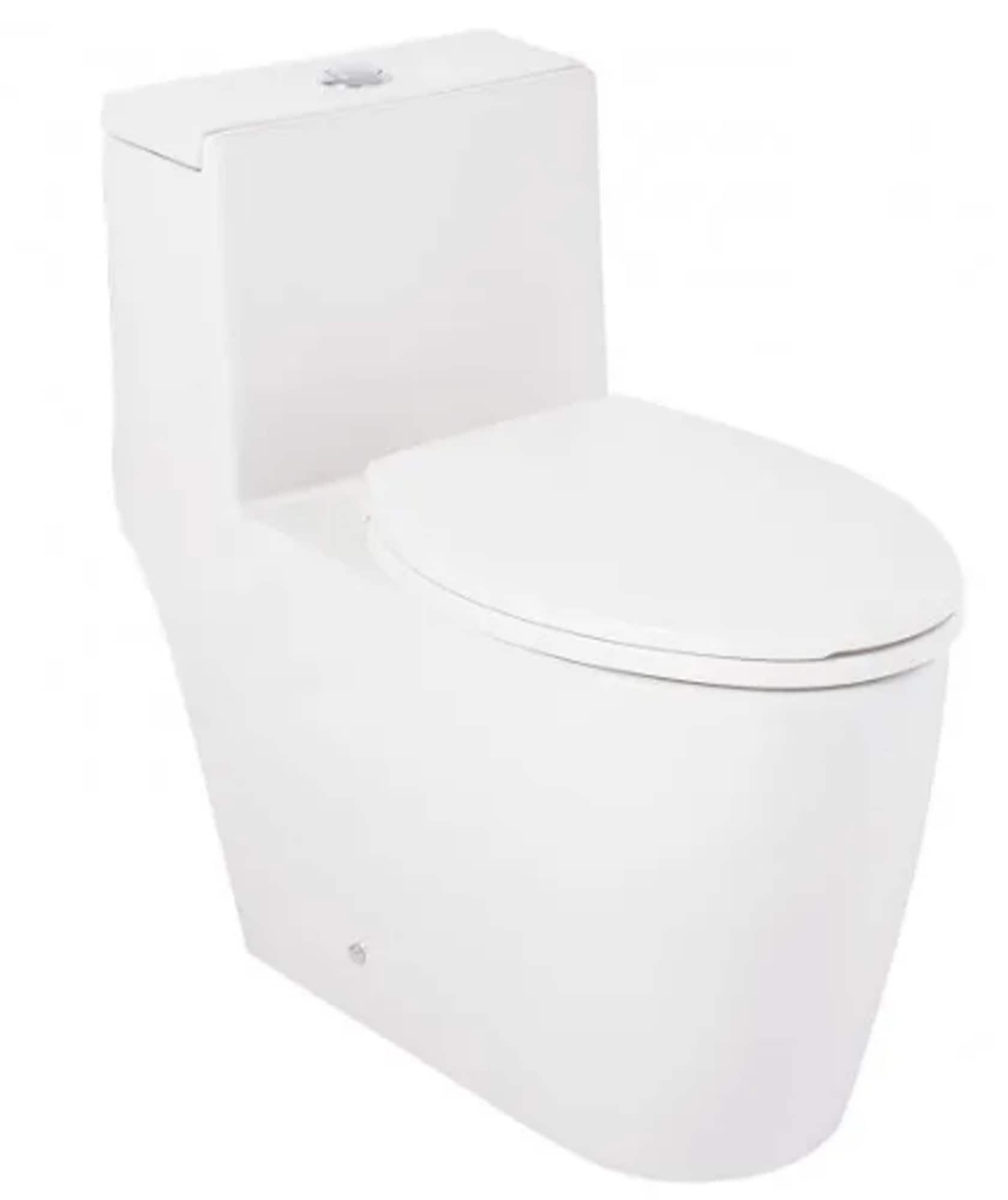 Signature Hardware 481678 Sitka White Elongated Standard height Soft Close 1-piece Toilet 12-in Rough-In WaterSense 1.28 GPF