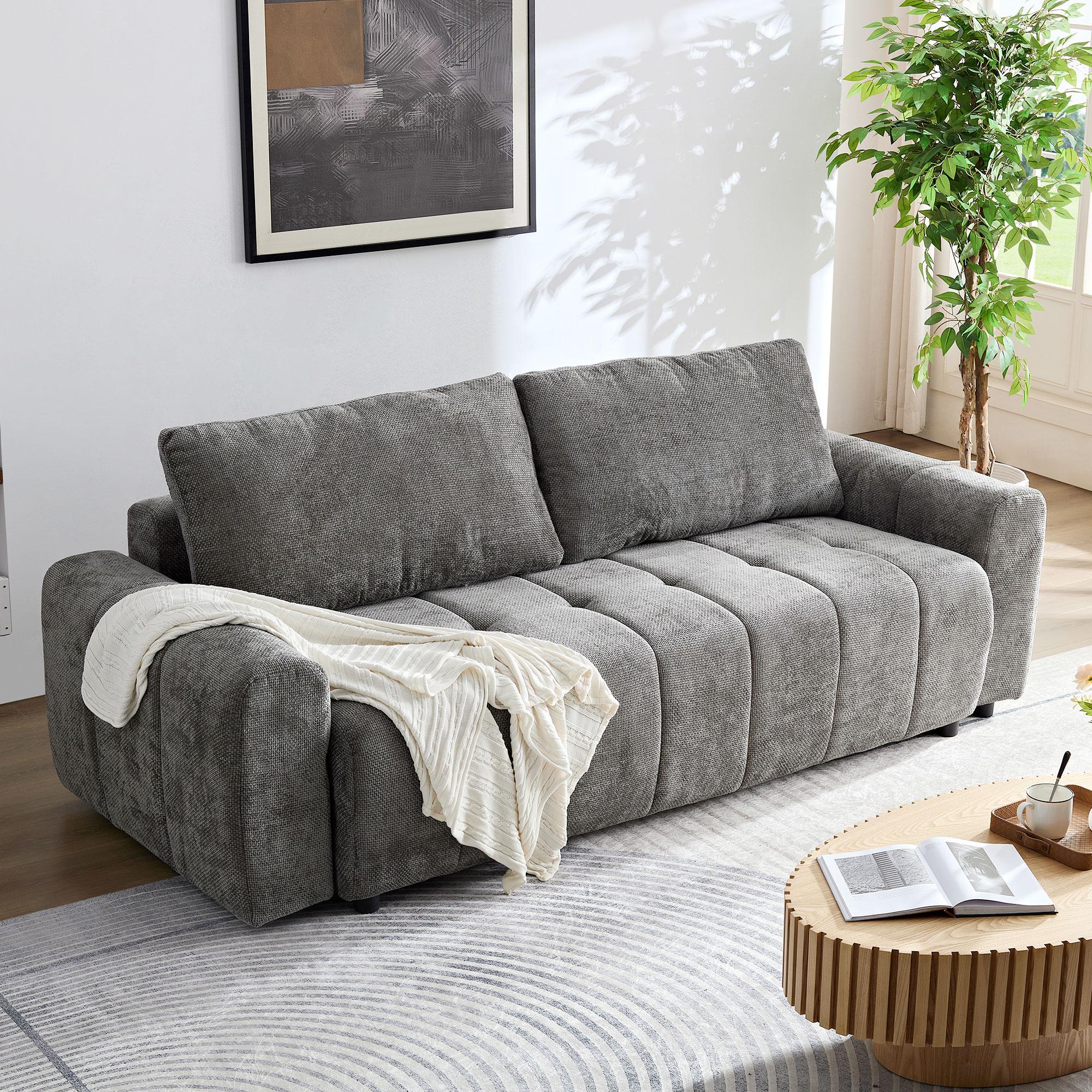 Bayfeve BF-185326-IN Sleeper Sofa 94.5-in Modern Gray 2 -seater Reclining Sleeper