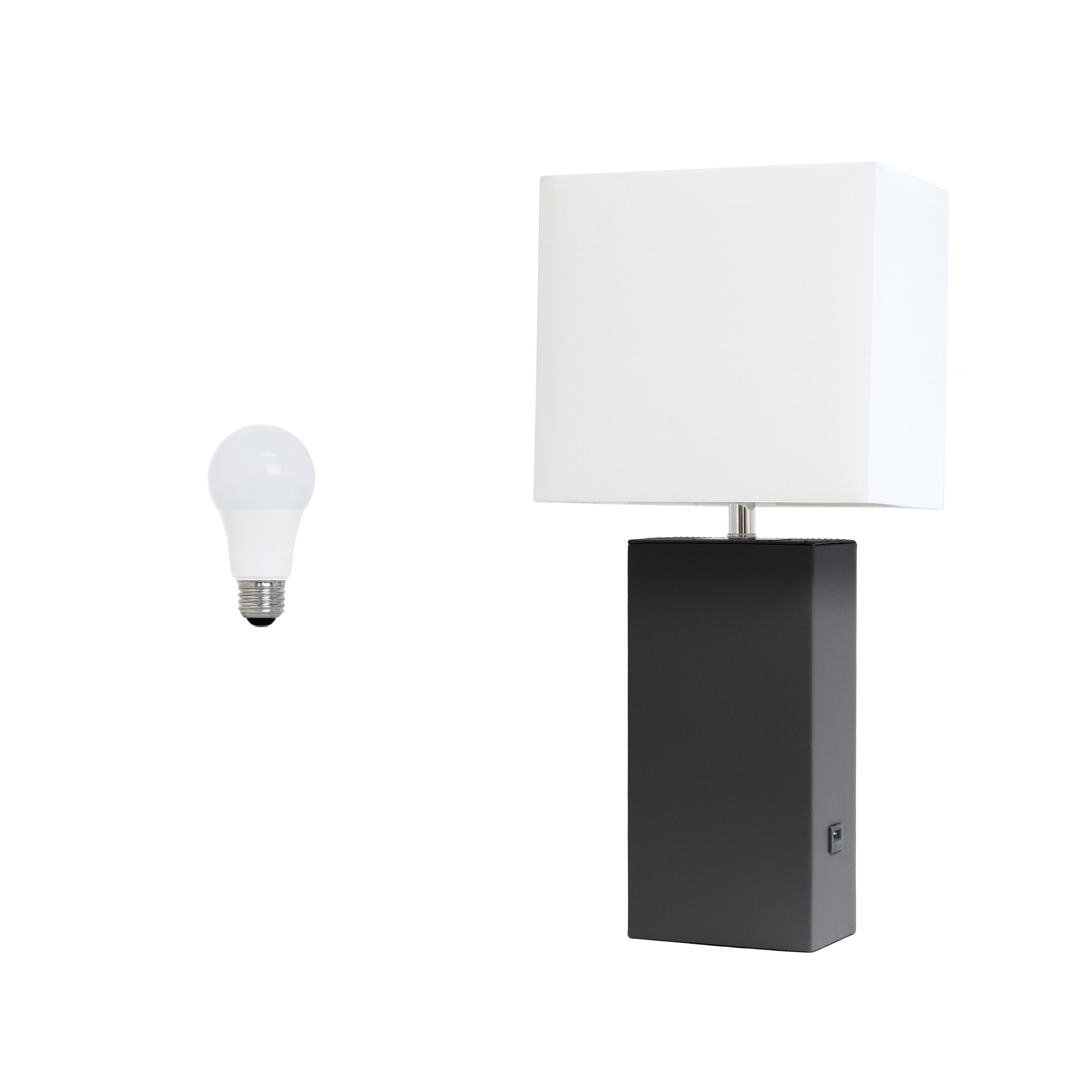 Lalia Home LHT-3012-BK-LB Lexington 21-in Black LED On/Off switch Table Lamp with Fabric Shade